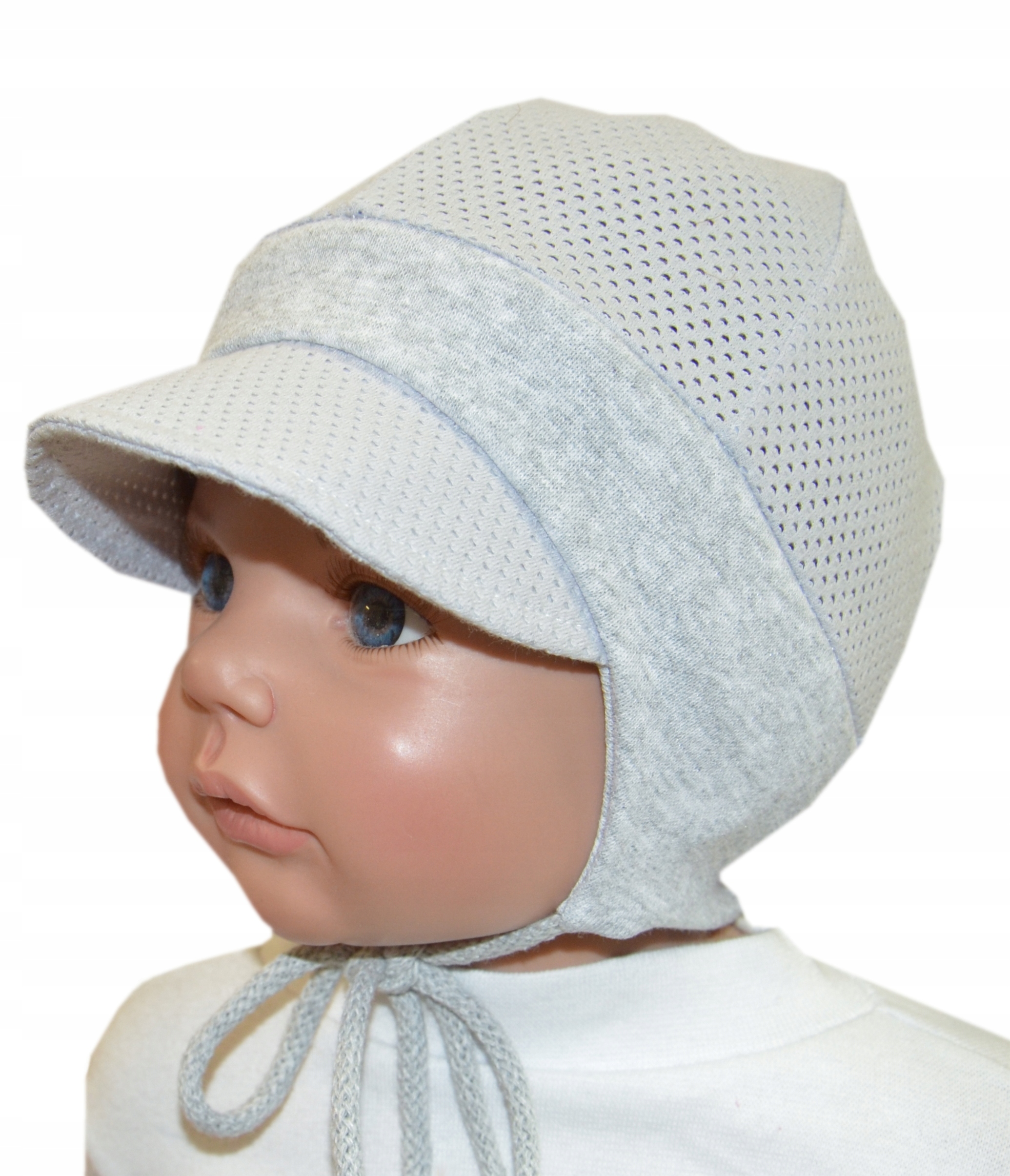 

Letnia ażurowa czapka z daszkiem 42-46cm 6-18m