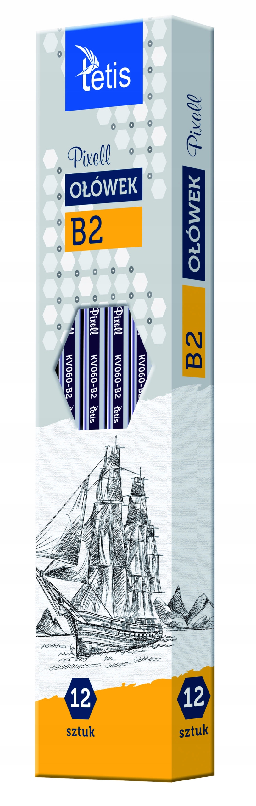 TETIS KV060-B2 OŁÓWEK Z PIXELL TWAROŚĆ B2 12SZT Twardość B