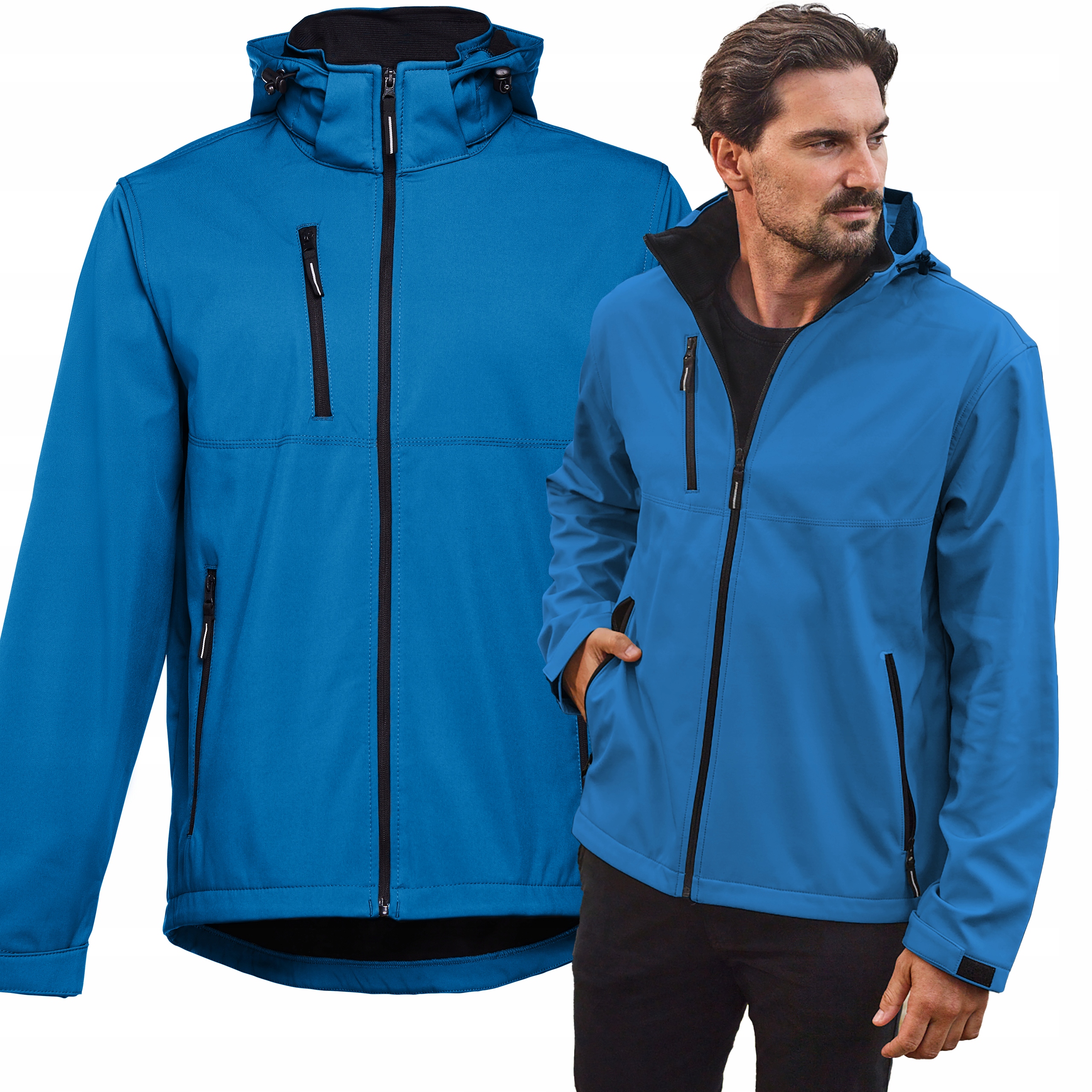 Pláštěnková bunda Softshell pánská s fleecem, odnímatelná kapuce, velikost XL