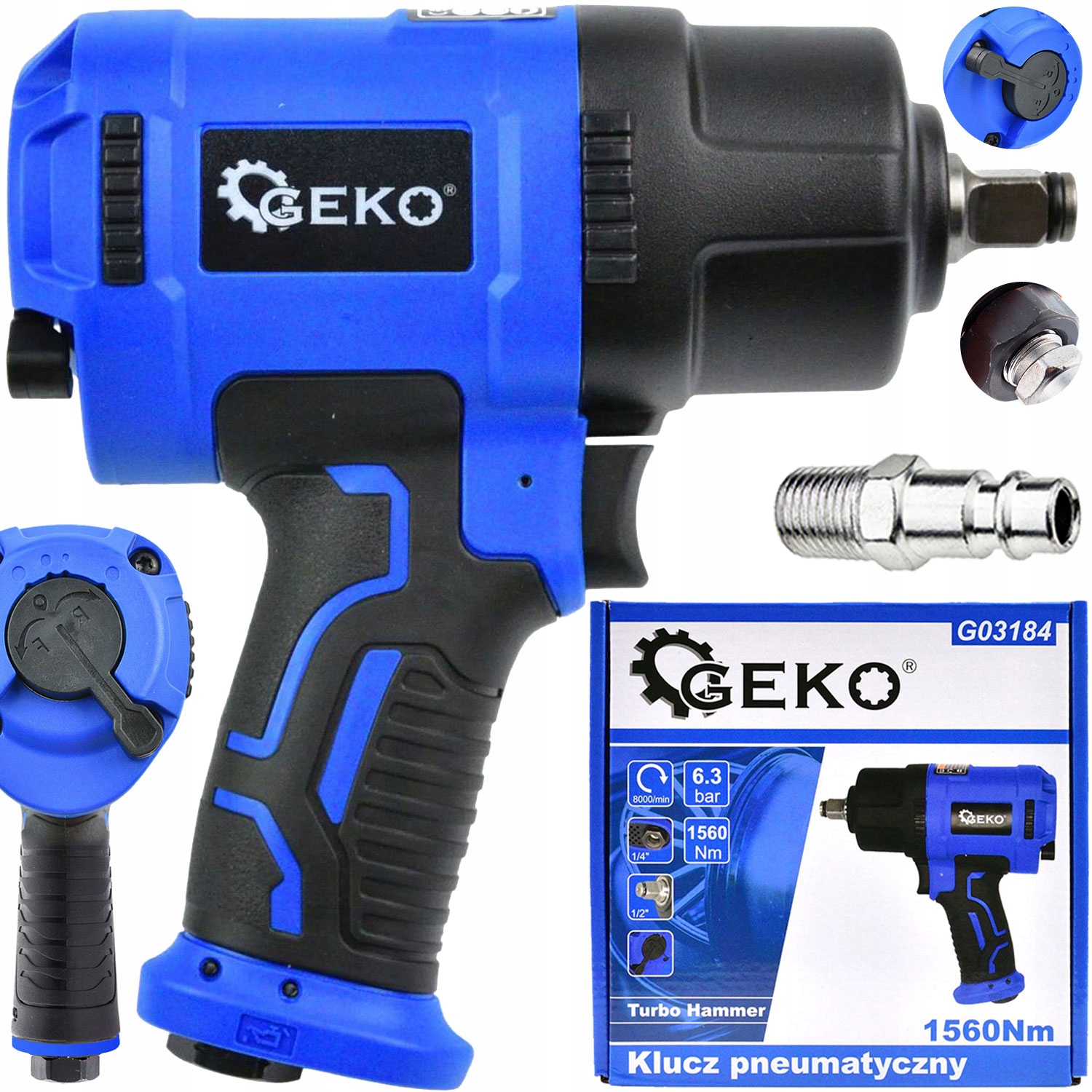 Pneumatický Udarový Kľúč Na Kolesá 1/2" 1560 Nm Turbo Hammer
