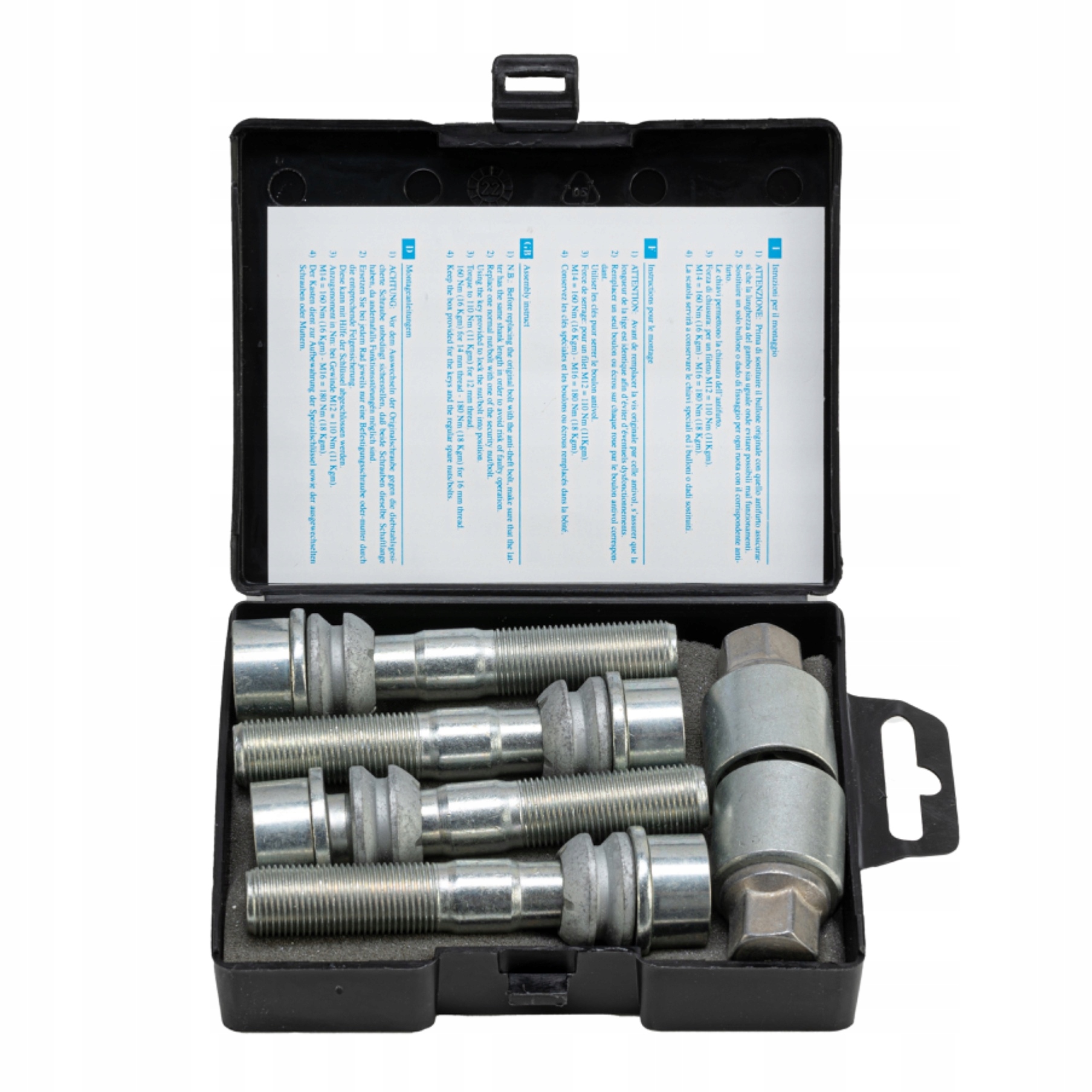 Zabezpečovacie skrutky M15x1.25x64 mm Guľa R14 2 Kľúče 17
