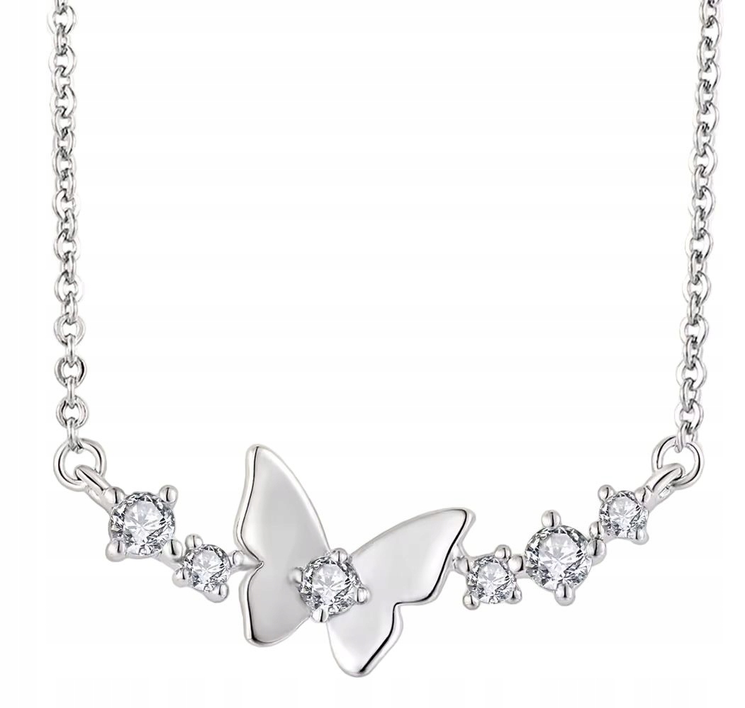 Stříbrný náhrdelník Ag 925 motýlci s zirkony IM0350724Č.