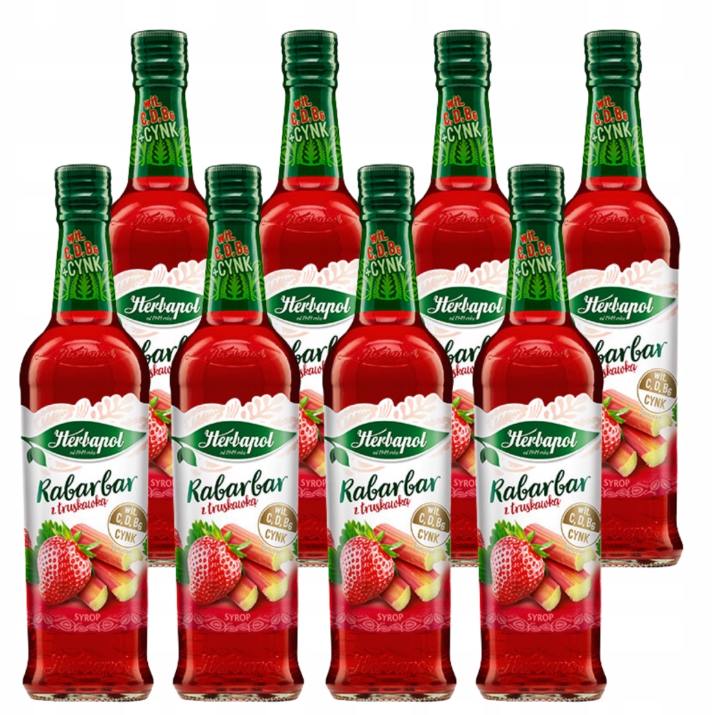 Sirup Herbapol 8 x 420 ml Rebarbora s jahodou Sada na čaj, vodu a nápoje