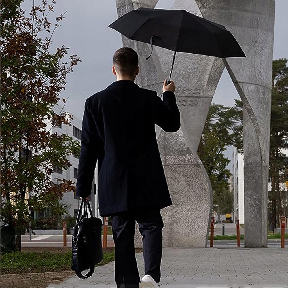 UMBRELLA STORM-PROOF,POCKET UMBRELLA WITH AUTOMATIC OPEN-CLOSE BLACK 105CM Marka inna