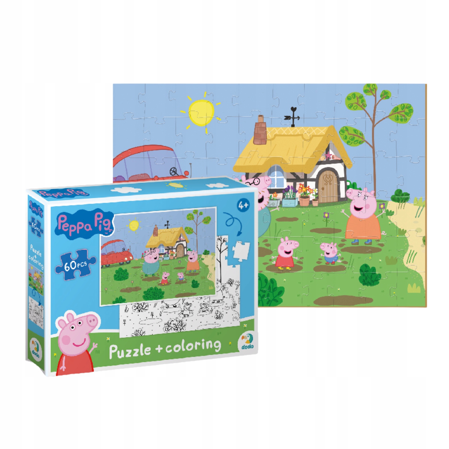 PUZZLE 2w1 ŚWINKA PEPPA 60 ELEMENTÓW DO UŁOŻENIA + KOLOROWANKA W JEDNYM Liczba elementów 0