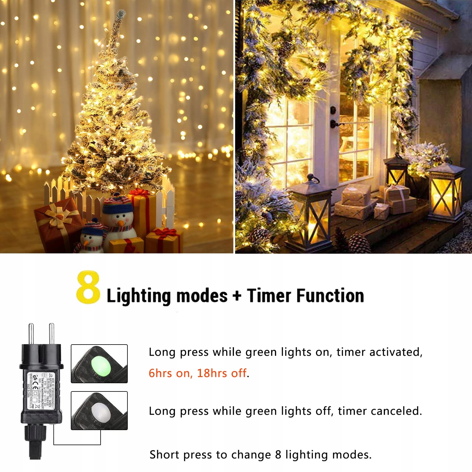 NEXVIN Grilanda Lampki Świąteczne Zewnętrzne Wodoodporne 20M 200 LED — miniatura 2