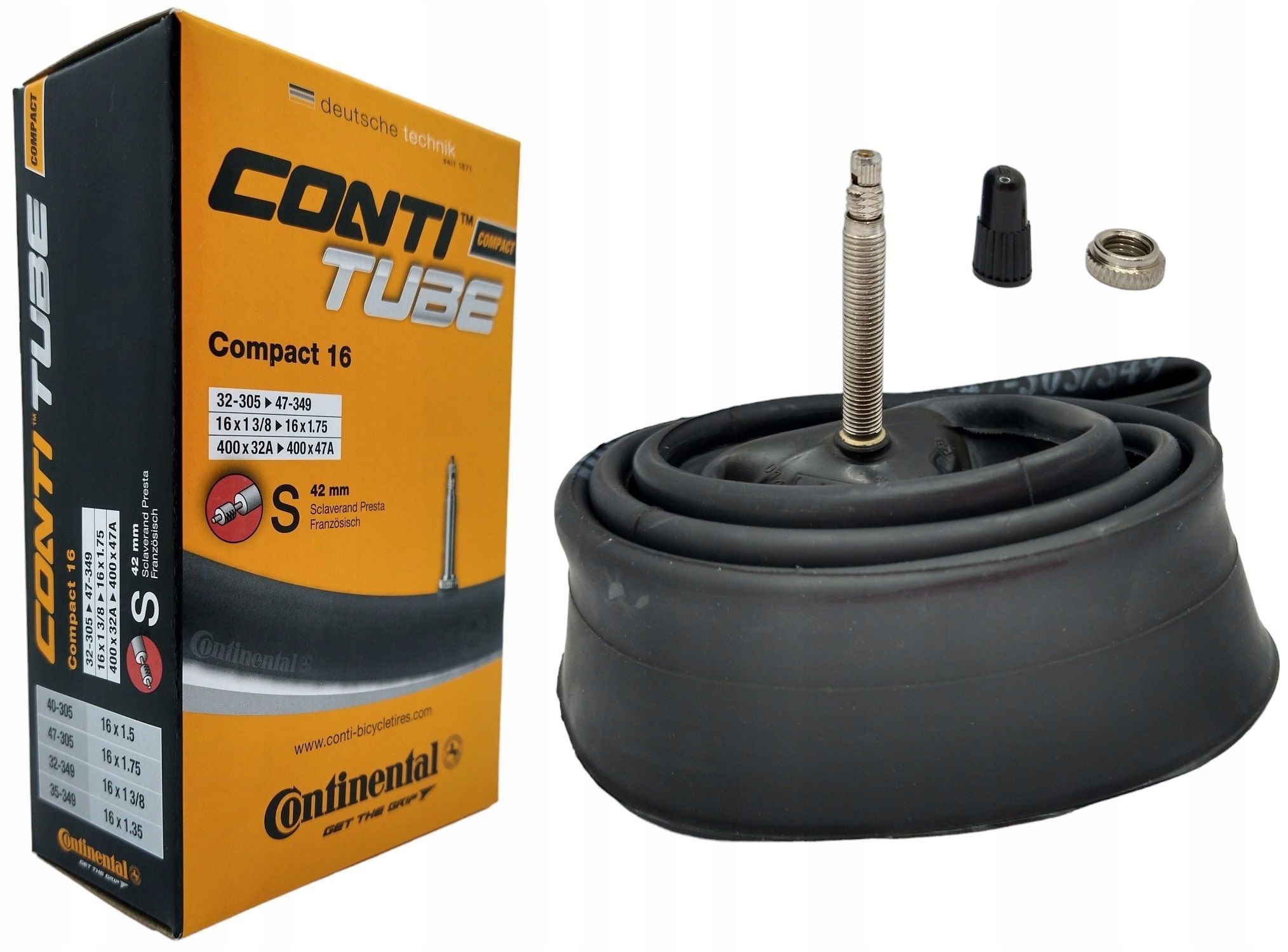 Dętka rowerowa Continental Compact 16x1.3-1.75" 32/47-305 42mm