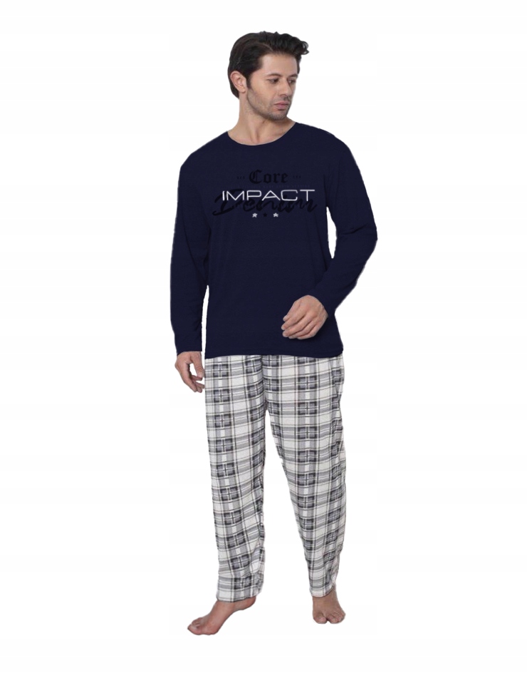 PIŻAMA MĘSKA BAWEŁNA DŁUGI RĘKAW