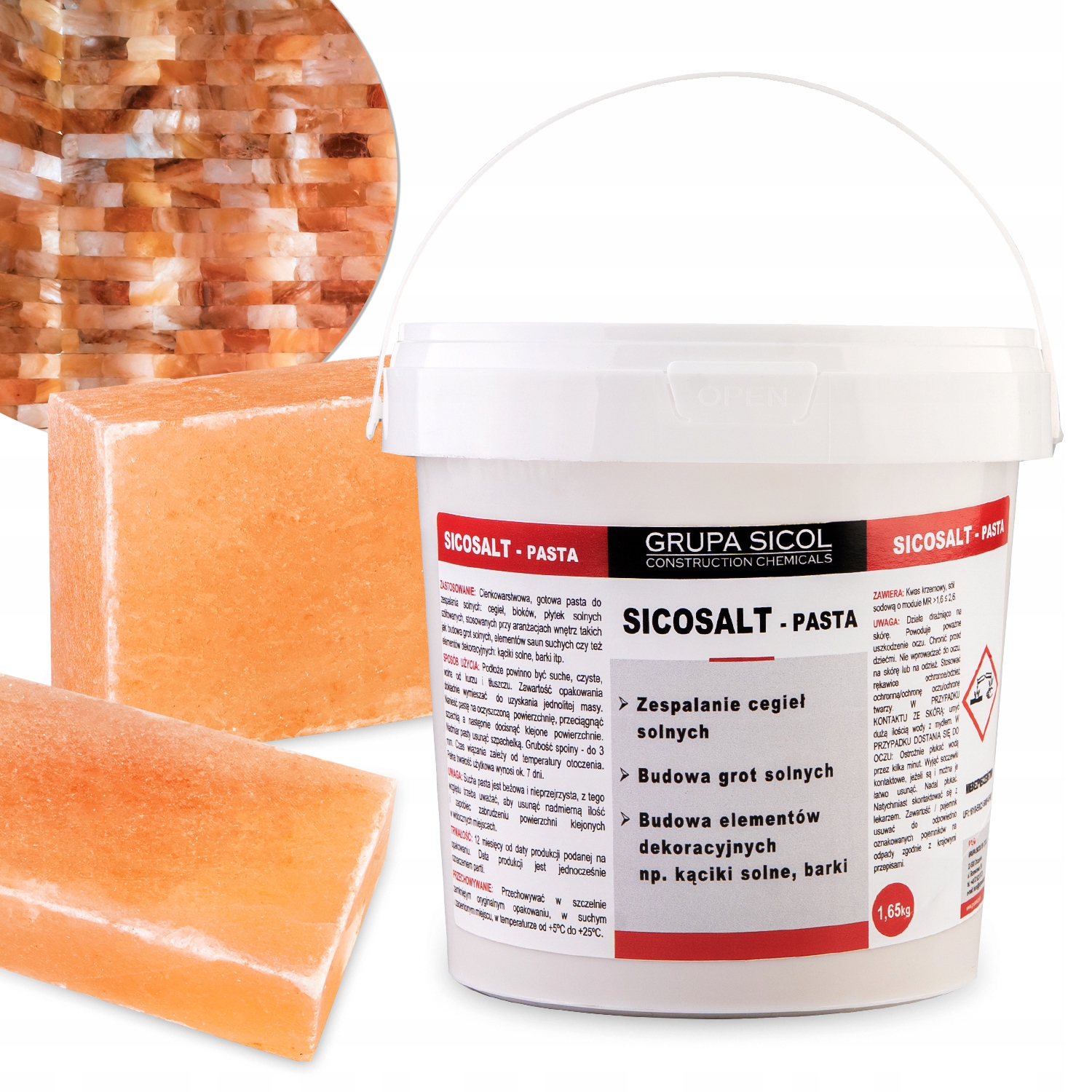 Pasta 1,65 Kg Lepidlo Na Solné Cihly Do Sauny, Jeskyně, Baru, Zástavby Spa Ze Soli