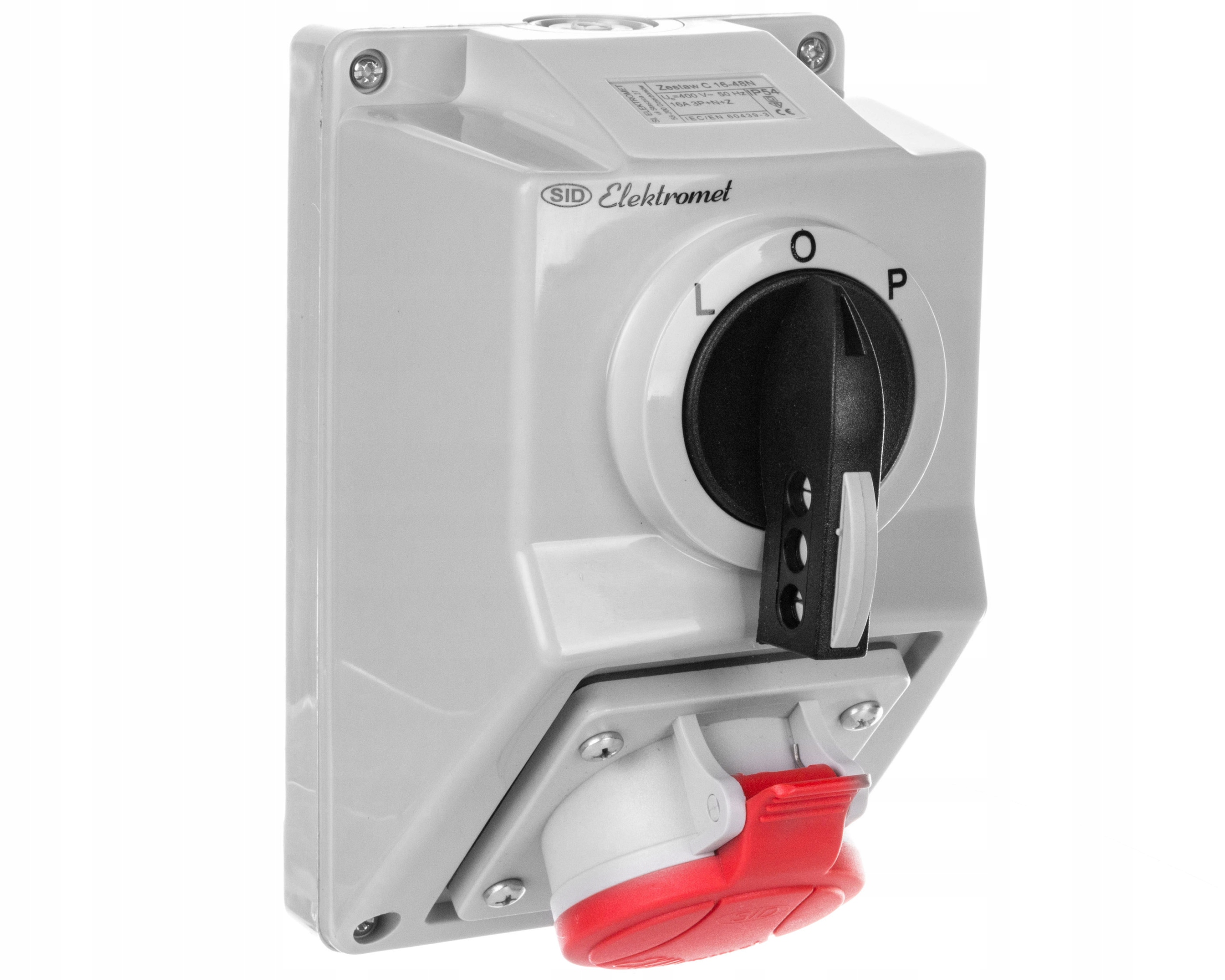 Gniazdo siłowe 16/5 z wyłącznikiem L-o-p