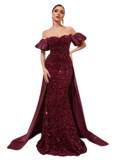 Shein Šaty Bordó Na Svatební Hostina Maxi Zdobená M 1KH