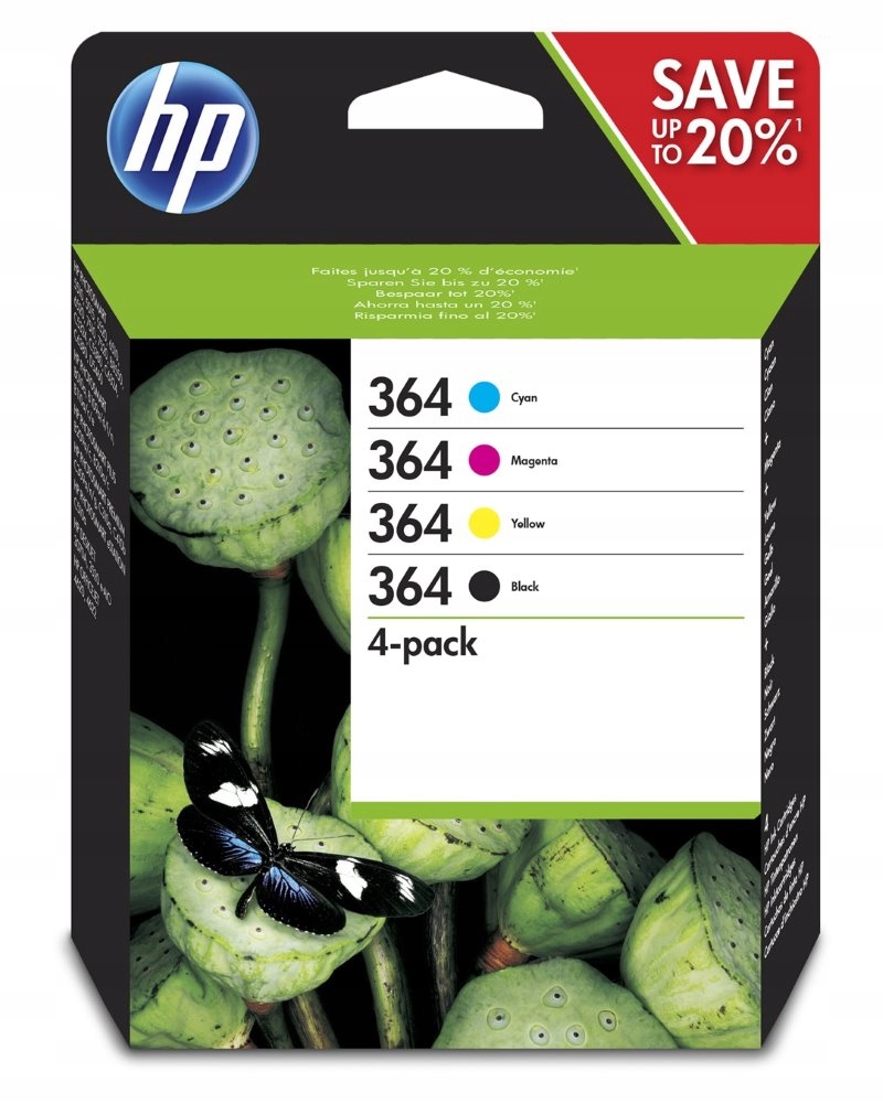 Hp 364 Čtyřbalení originálních inkoustových kazet Černá, azurová, purpuro