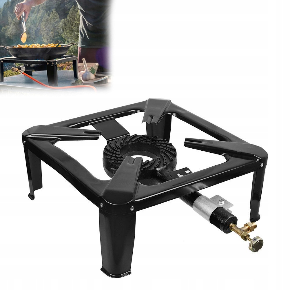 Plynový Hořák Litinová Stolička Sporák 40x40cm 8kW Set Hadice Reduktor