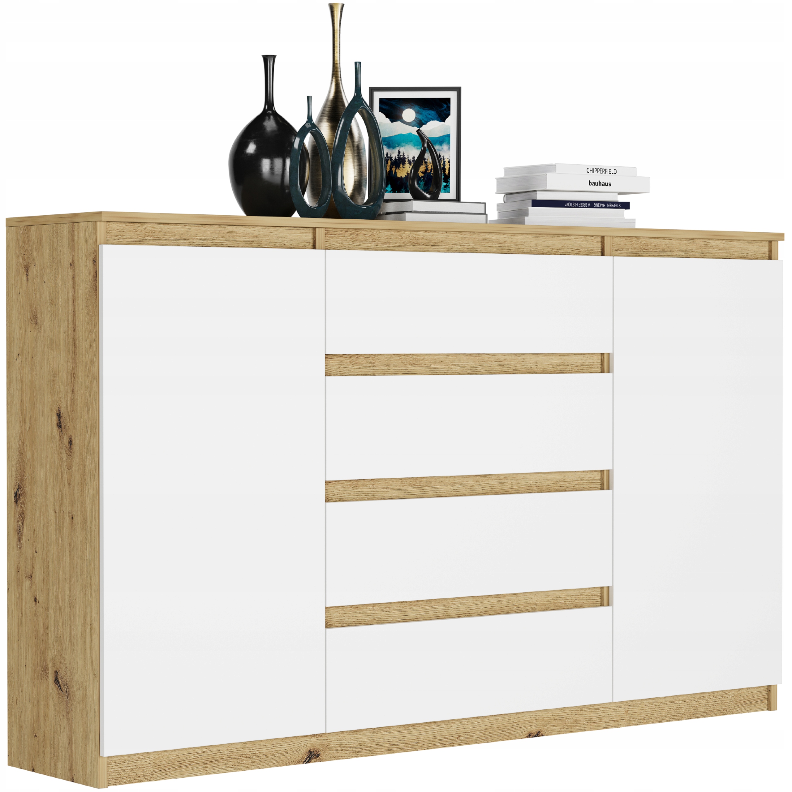 Modna KOMODA 160 SZAFKA 4 SZ. 3 PÓŁKI R-160-S4 ARTISAN MIX