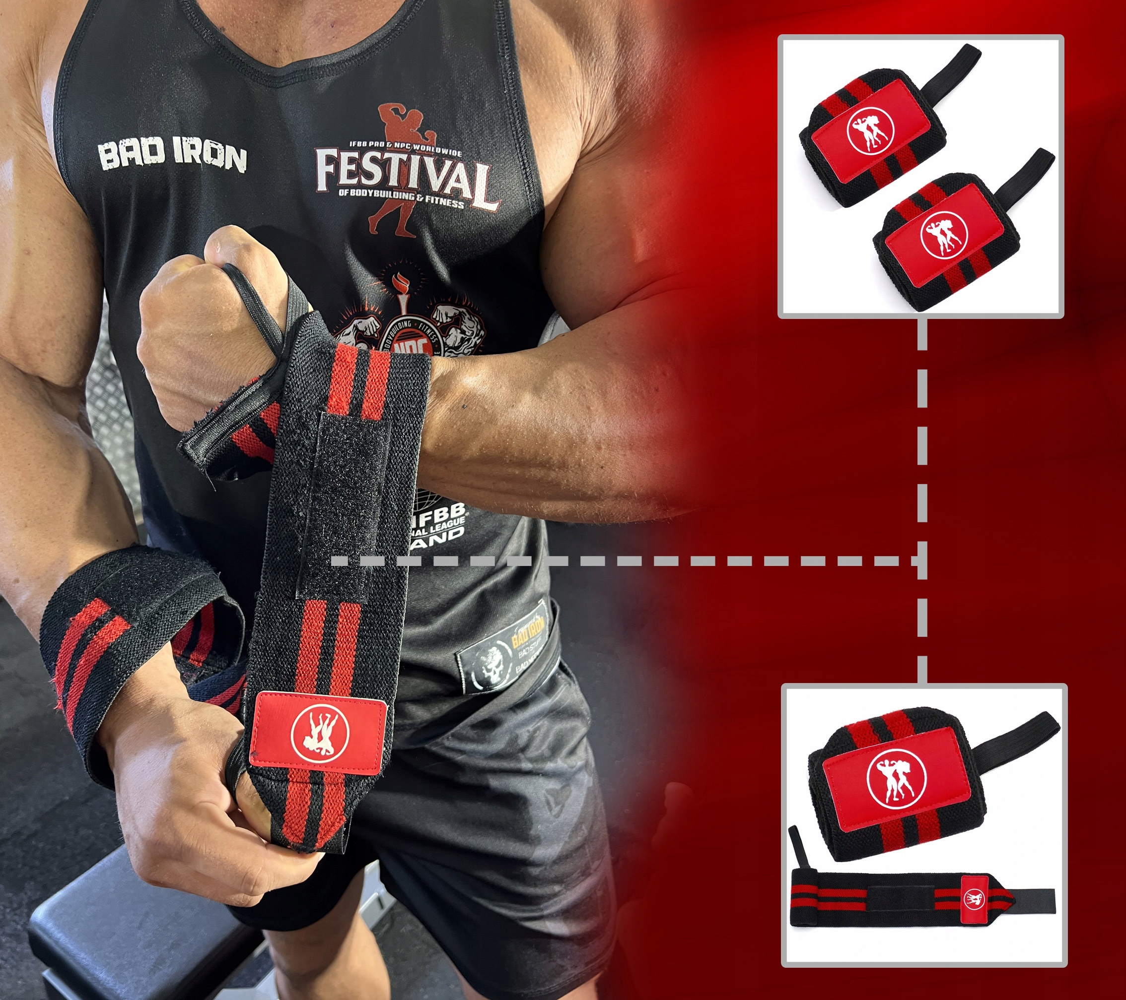 HERKULES WRIST WRAP USZTYWNIACZE PASKI NA RZEP STABILIZATOR NADGARSTKÓW Marka inna