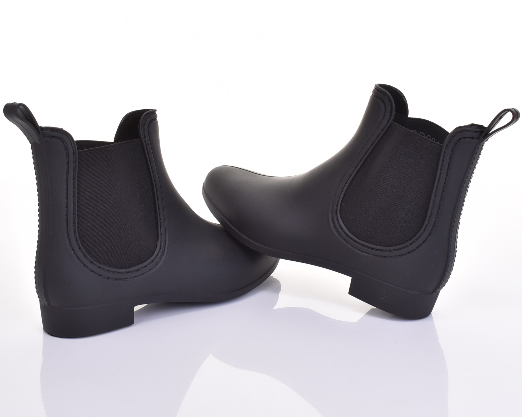 NISKIE DAMSKIE KALOSZE ZA KOSTKĘ GUMIAKI CZARNE MATOWE SZTYBLETY Rozmiar 39