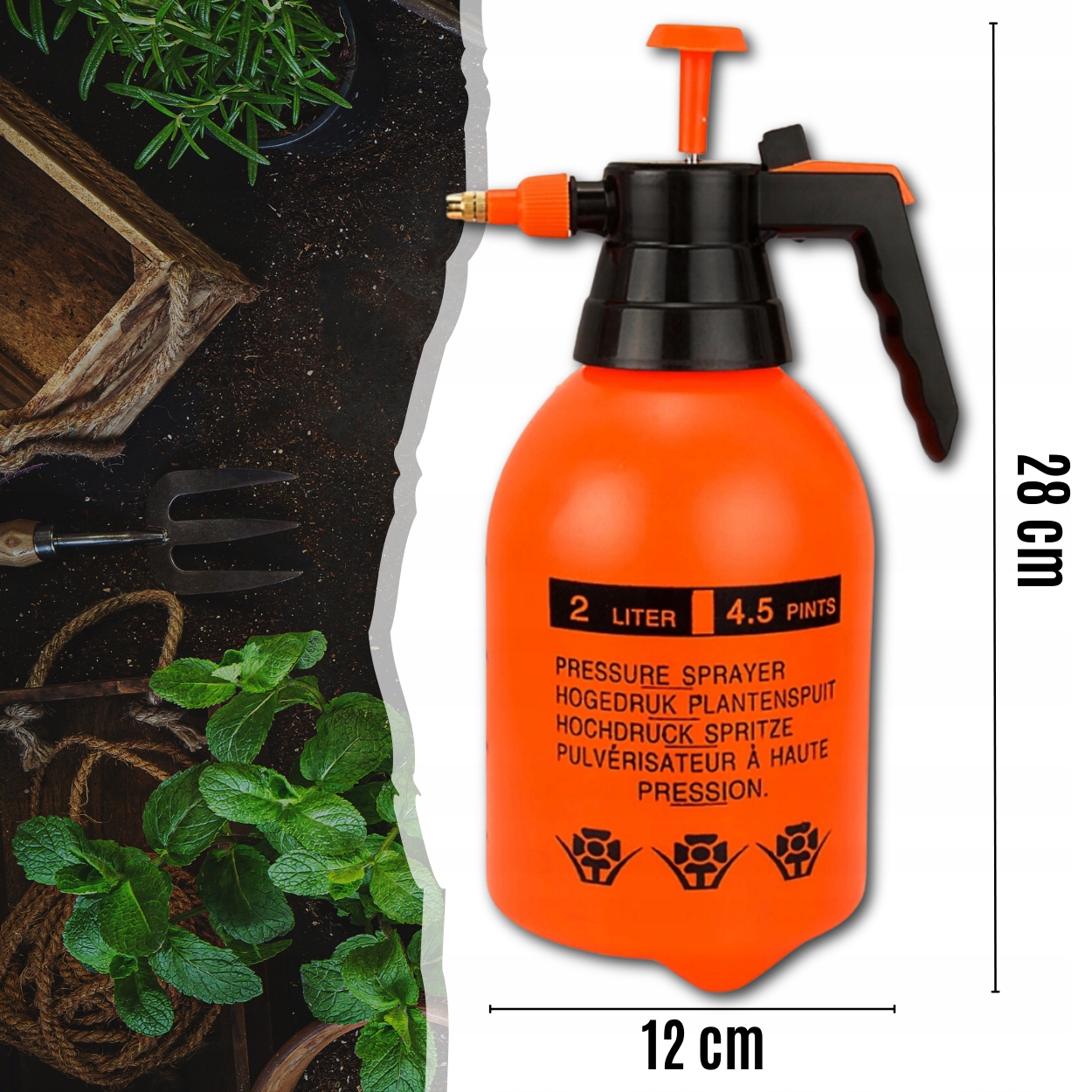 OPRYSKIWACZ CIŚNIENIOWY OPRYSKIWACZ RĘCZNY OGRODOWY DOMOWY SPRYSKIWACZ 2L Ciśnienie max 3 bar