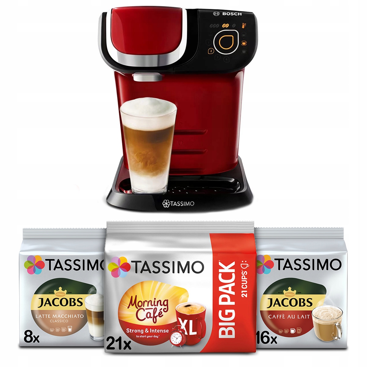 Ekspres kapsułkowy Bosch Tassimo My Way Czerwony +3x Tassimo