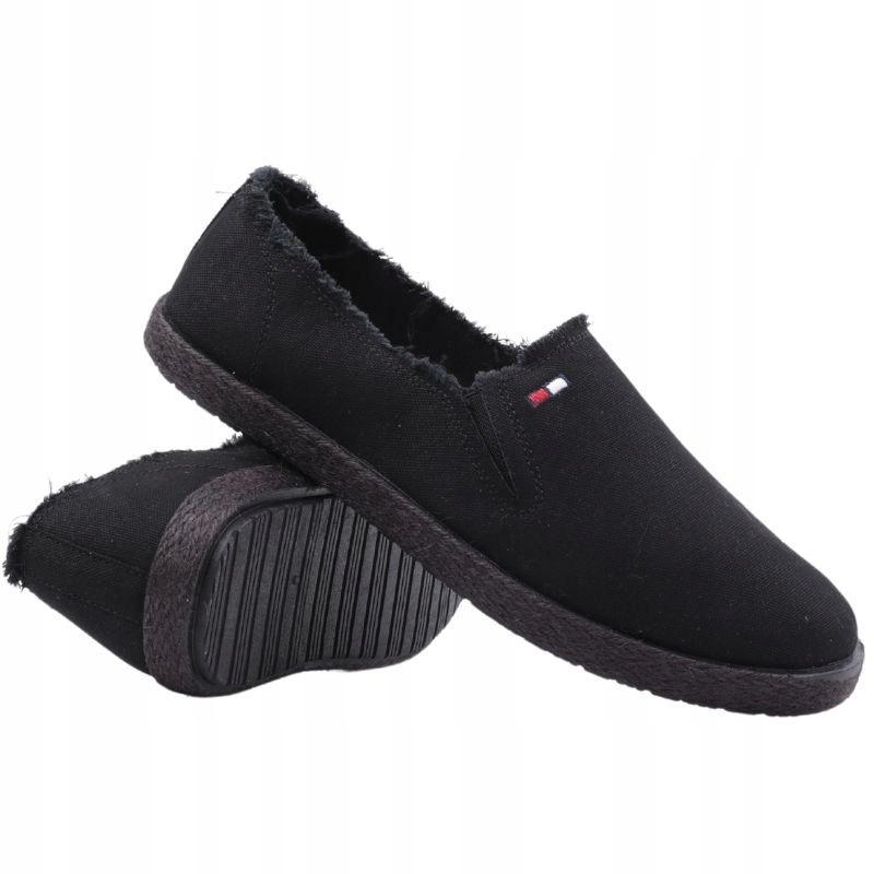 CZARNE ESPARDYLE MĘSKIE WSUWANE TRAMPKI PŁASKIE TENISÓWKI WKŁADKA EKOSKÓRA Oryginalne opakowanie producenta pudełko