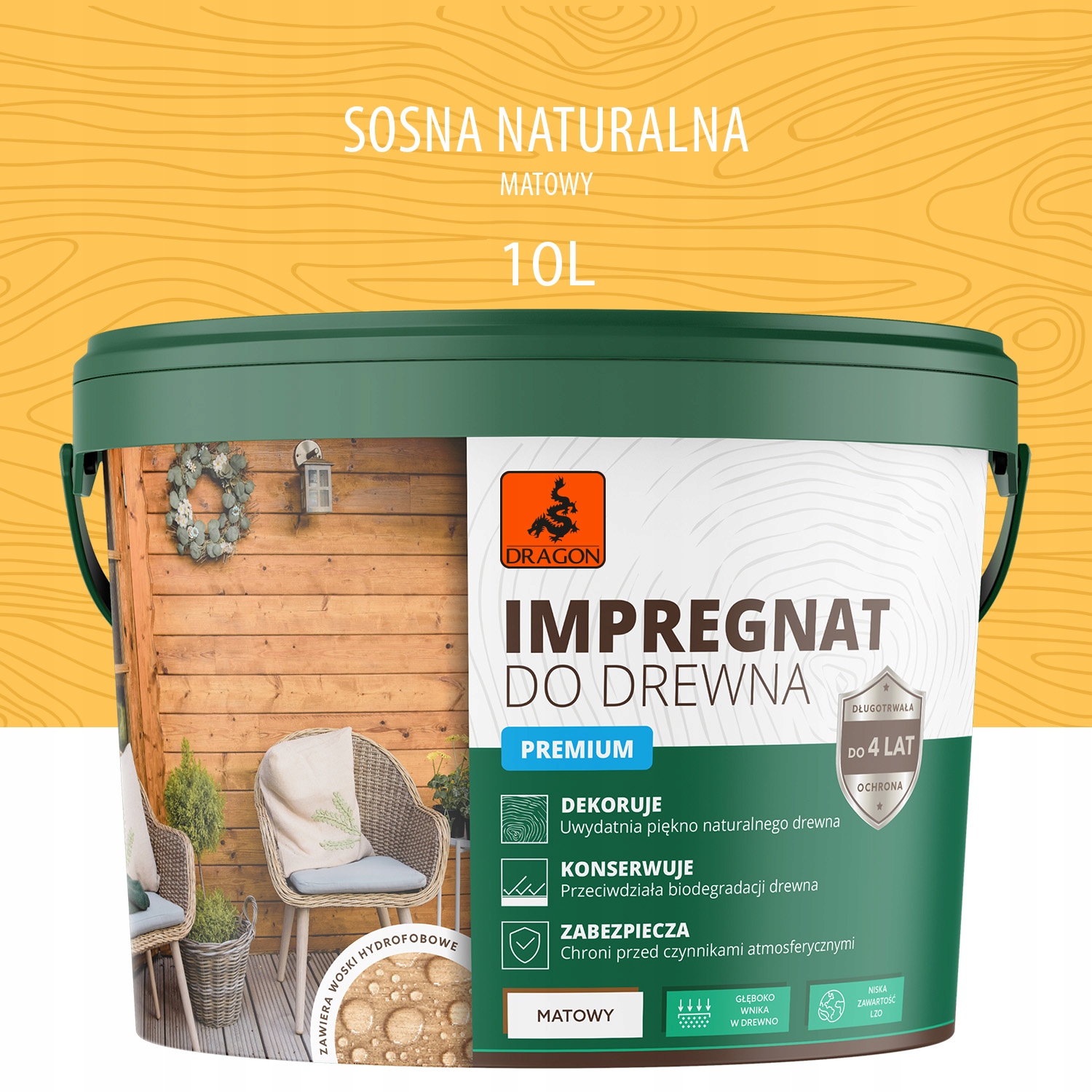 

Impregnat akrylowy do drewna Prem. 10L Sosna Nat.