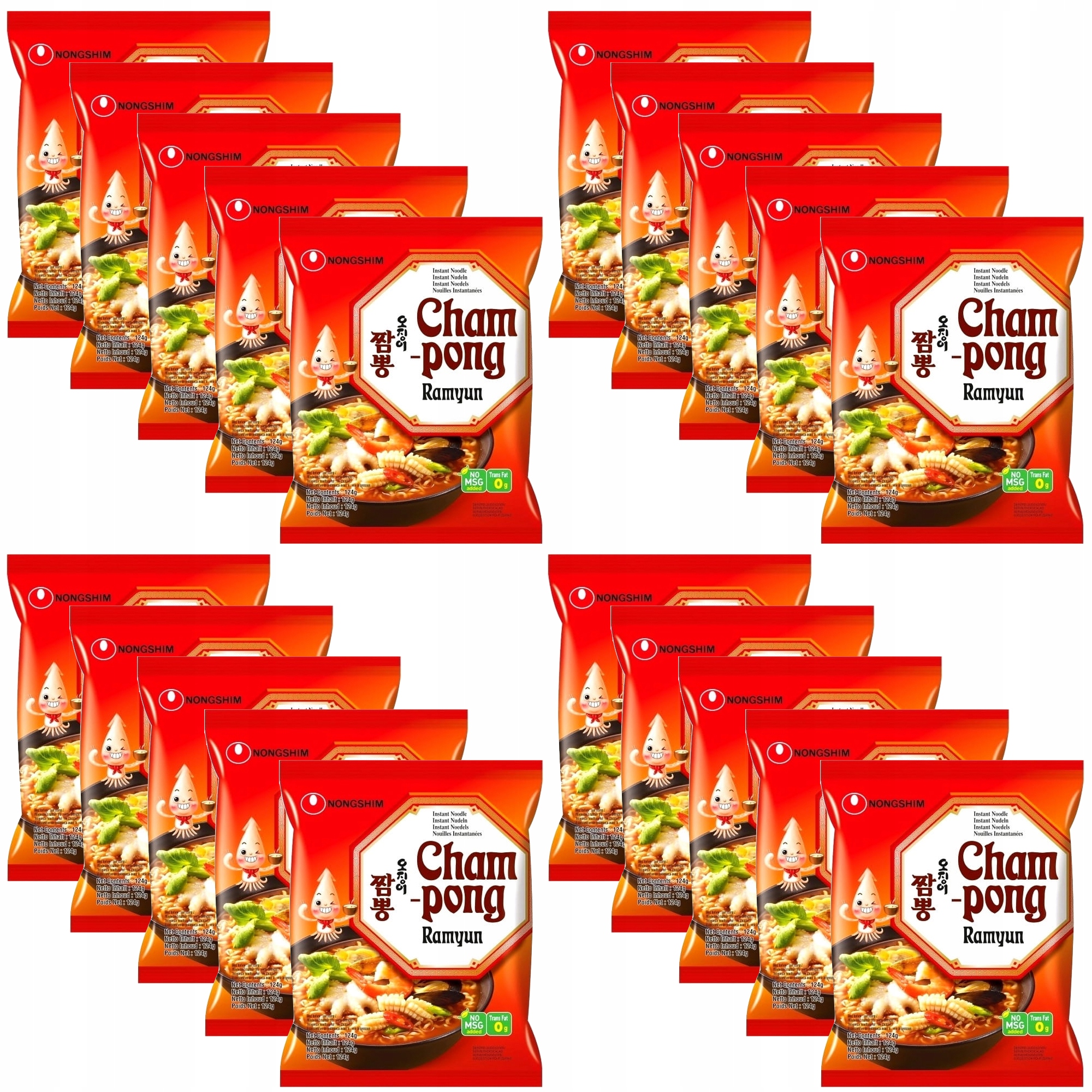 Levně Karton Korejská polévka Instant Mořské plody Cham-Pong 20x124g Nong Shim