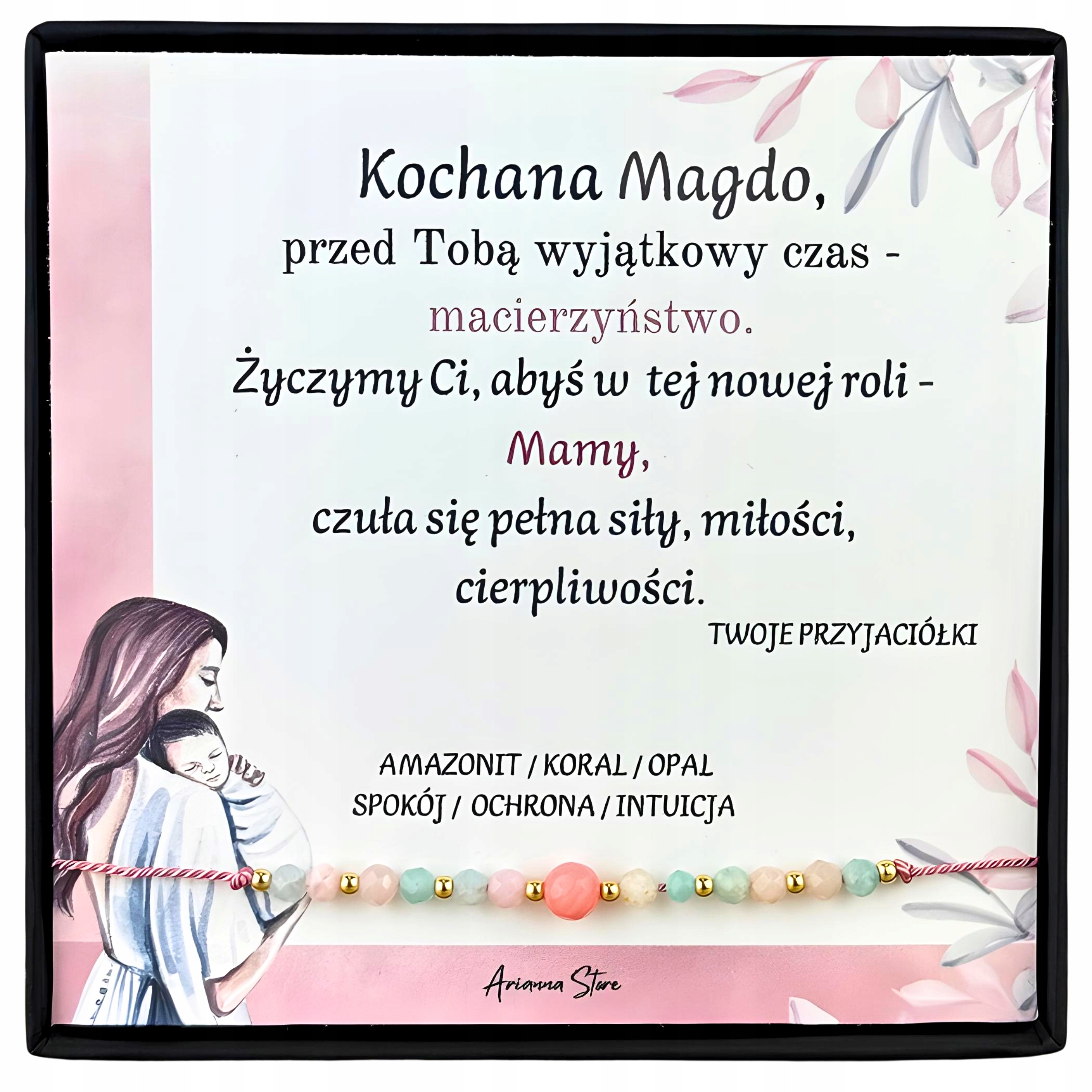 Baby Shower Dla Mamy Bransoletka Damska Na Sznurku z Kamieniami