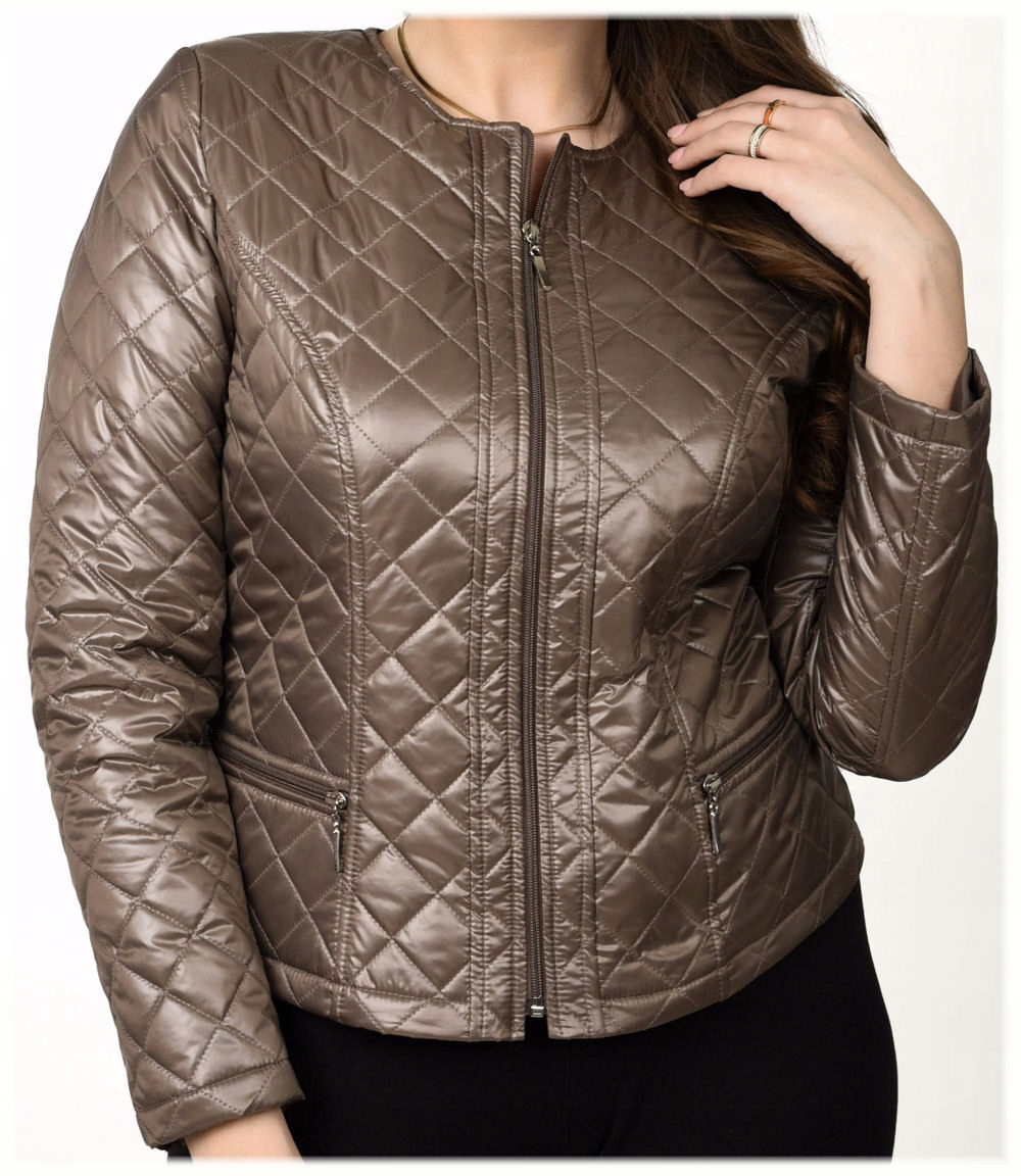 damska pikowana kurtka Holi kolor Brązowy r. 44