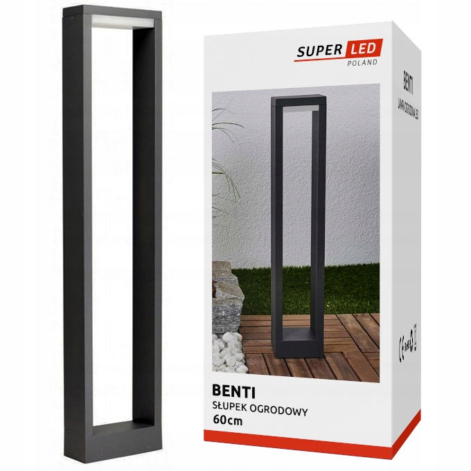 Lampa ogrodowa Led 10W stojąca Słupek ogrodowy 60 cm Premium czarna