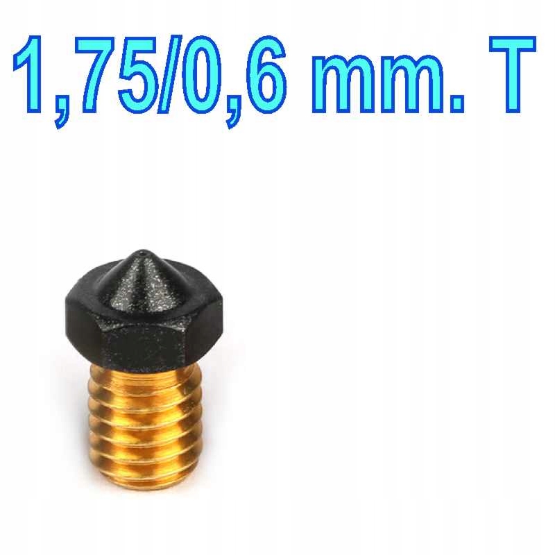 

dysza drukarki 3D 0,6mm/6mm, Teflonowana 1,75mm