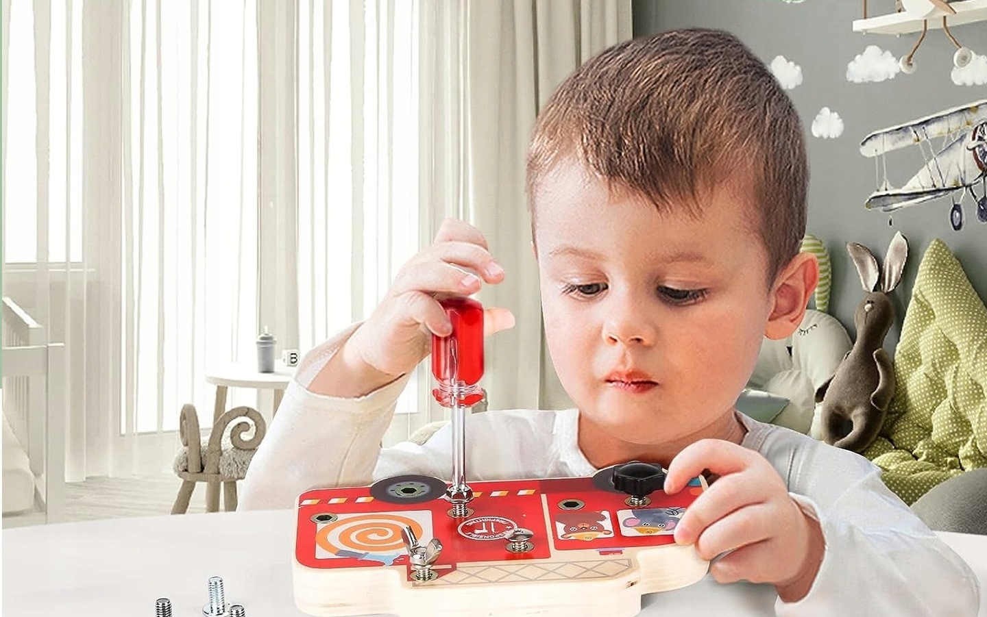 UKŁADANKA MONTESSORI DREWNIANA DO SKRĘCANIA STRAŻ Marka LEANToys