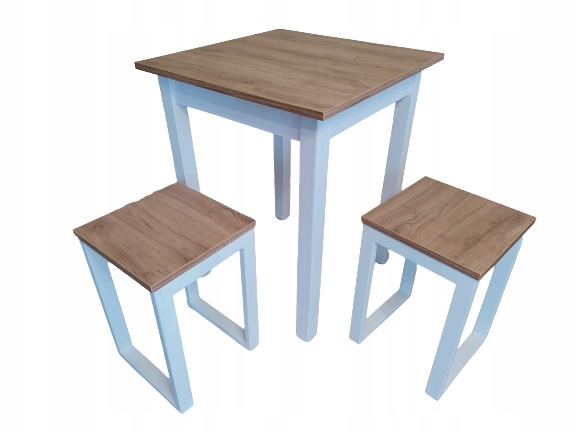 Zestaw stół 70x70 i 2 taborety loft dąb odwieczny