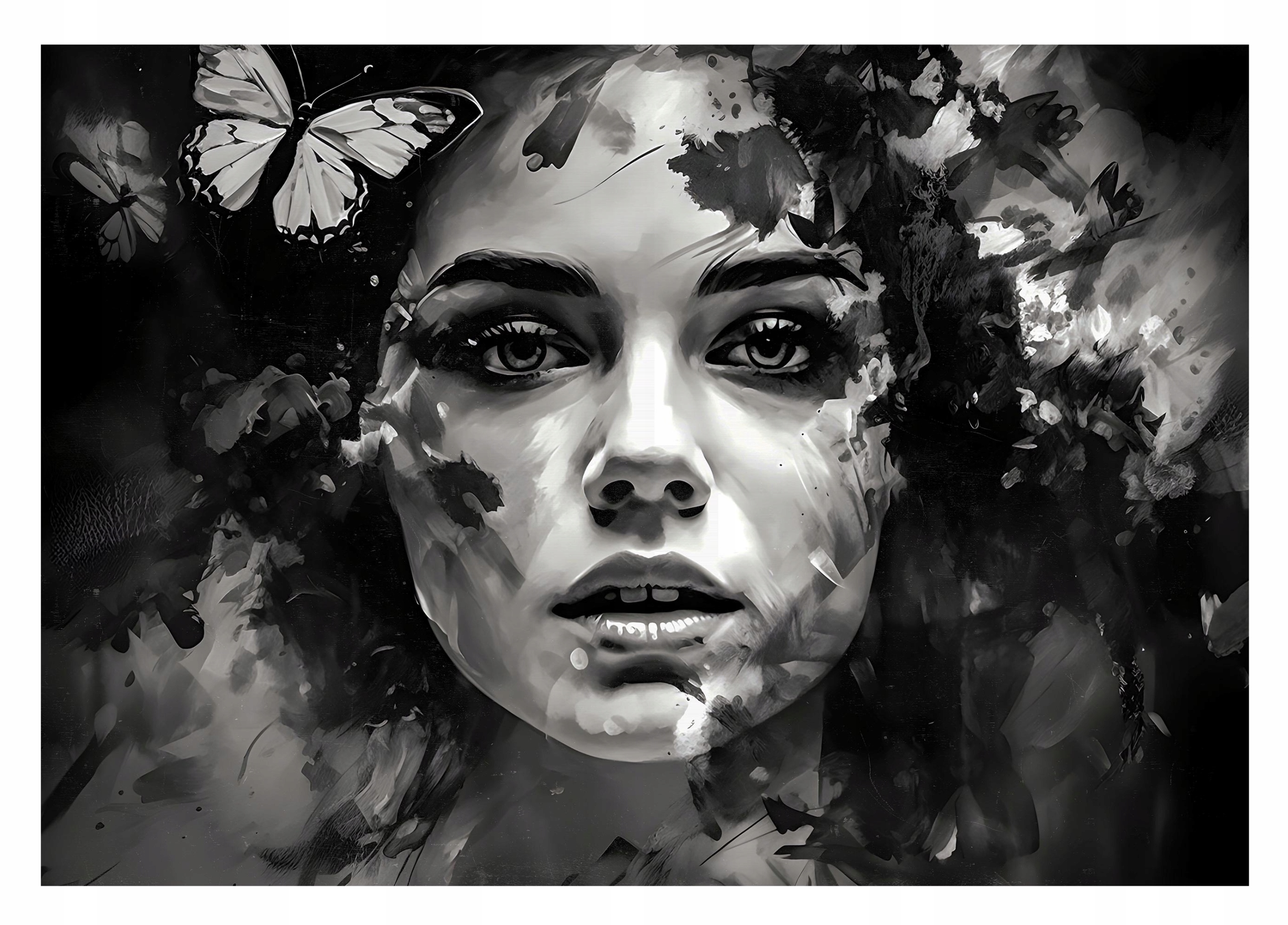 Fototapeta Tvár Ženy Betón Imitácia Motýle Na Flizeline 368x254