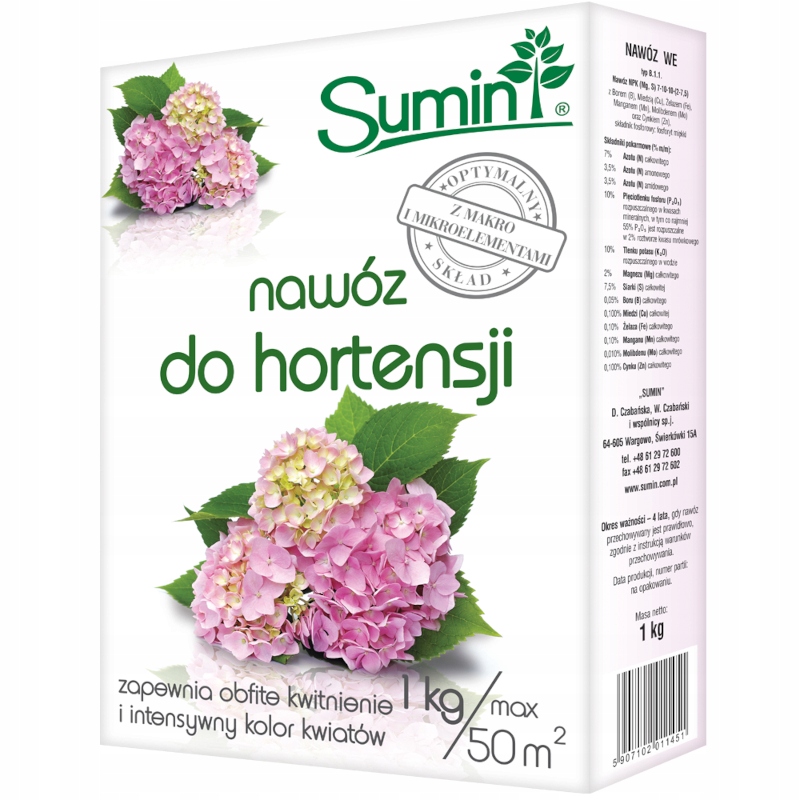 

Sumin nawóz do hortensji ogrodowej bukietowej 1kg