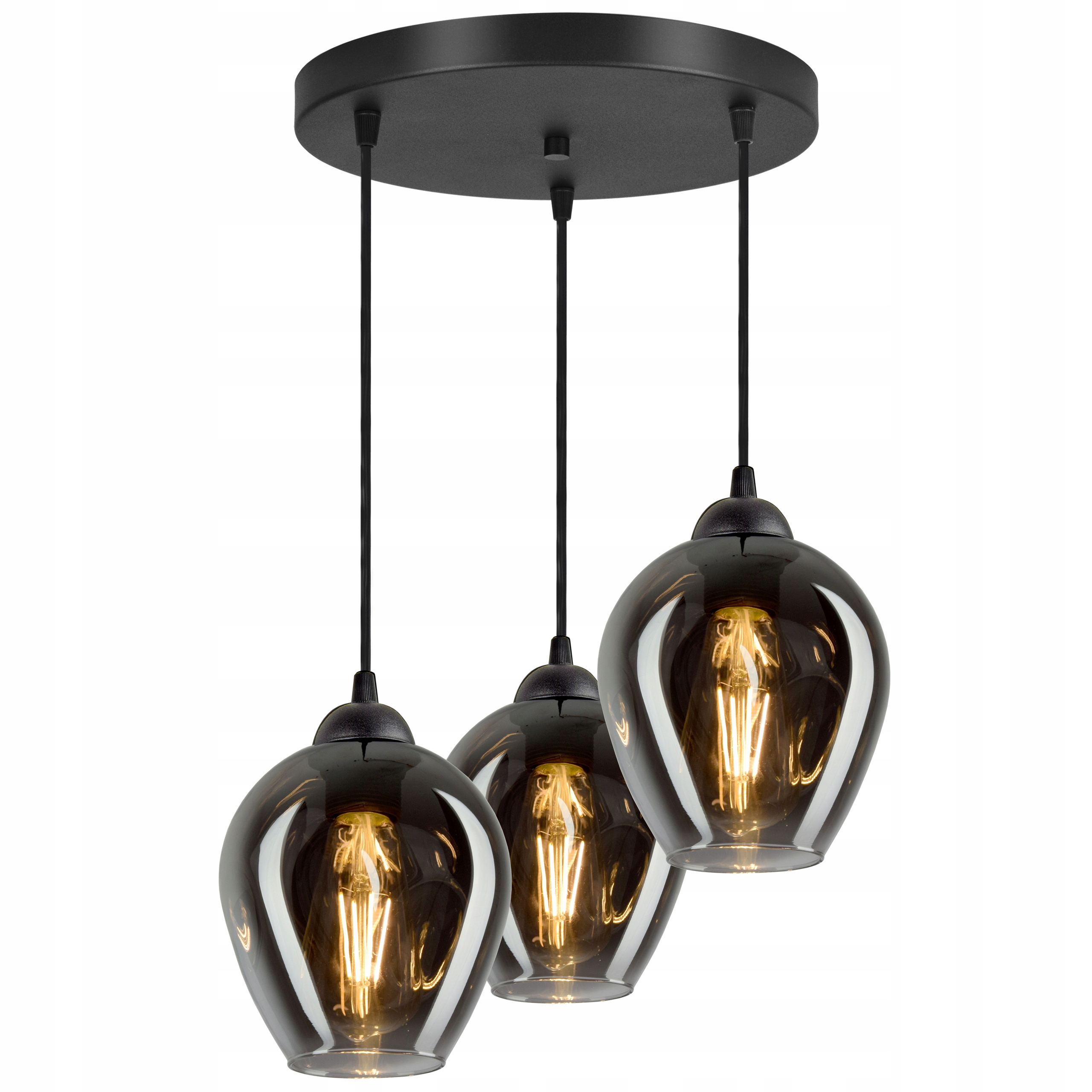 

Lampa Wisząca Żyrandol Plafon 3 Klosze Grafit Led