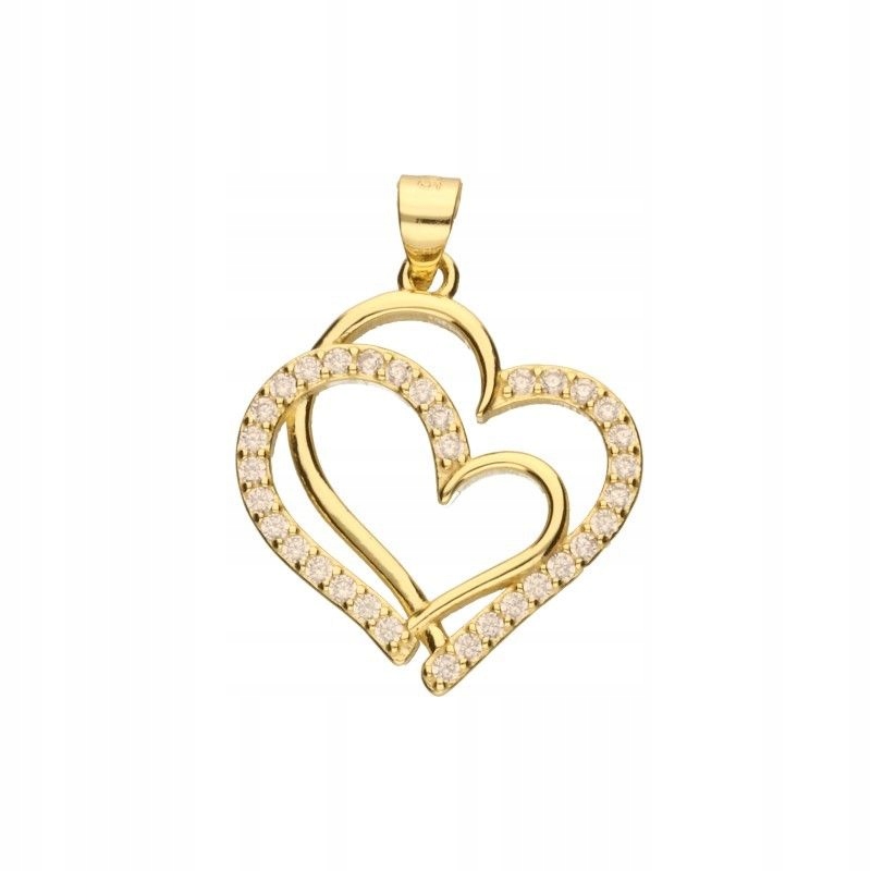 Dámský přívěsek Srdce Stříbro 925 Pozlacené Zirkony 22 mm na řetízek