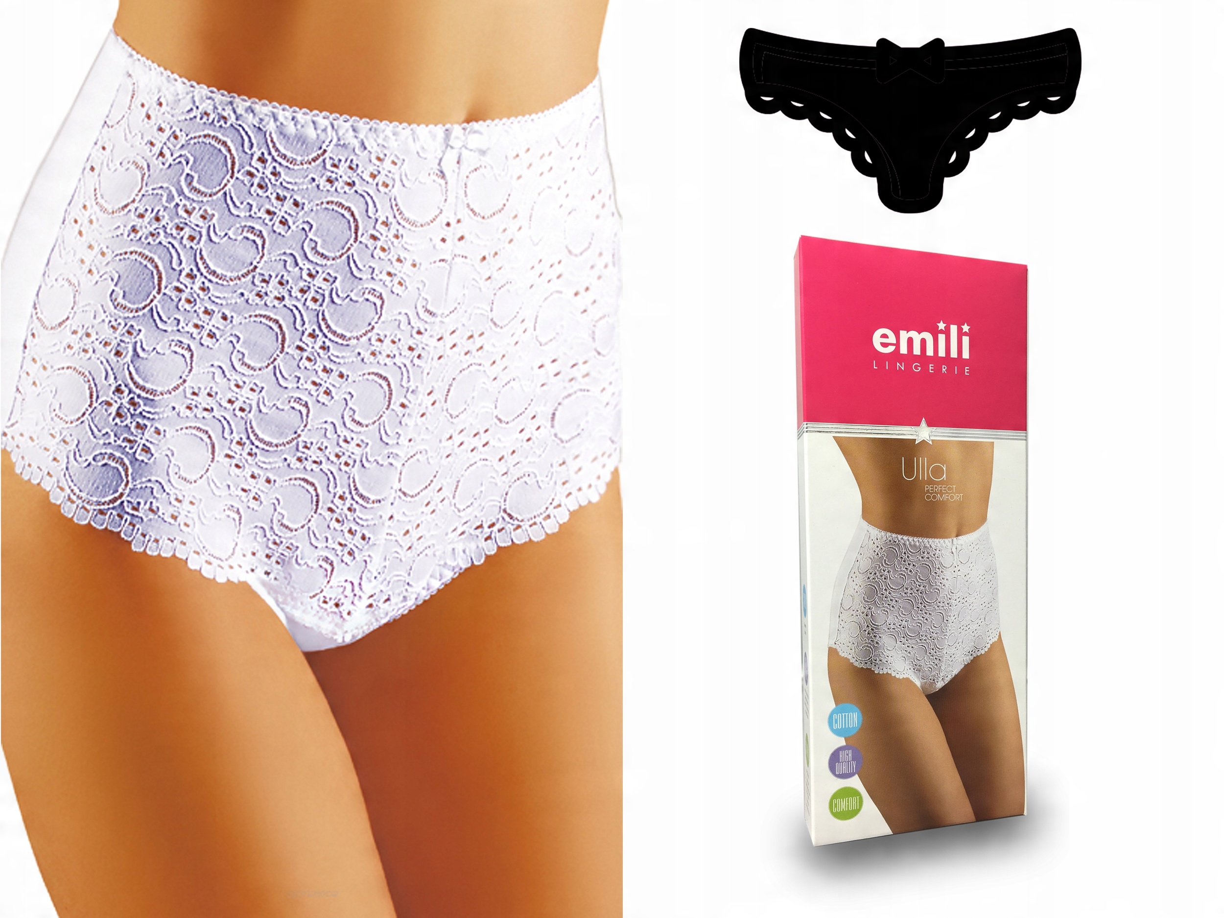 

Emili Ulla Koronkowe Figi Bawełna czarny XL