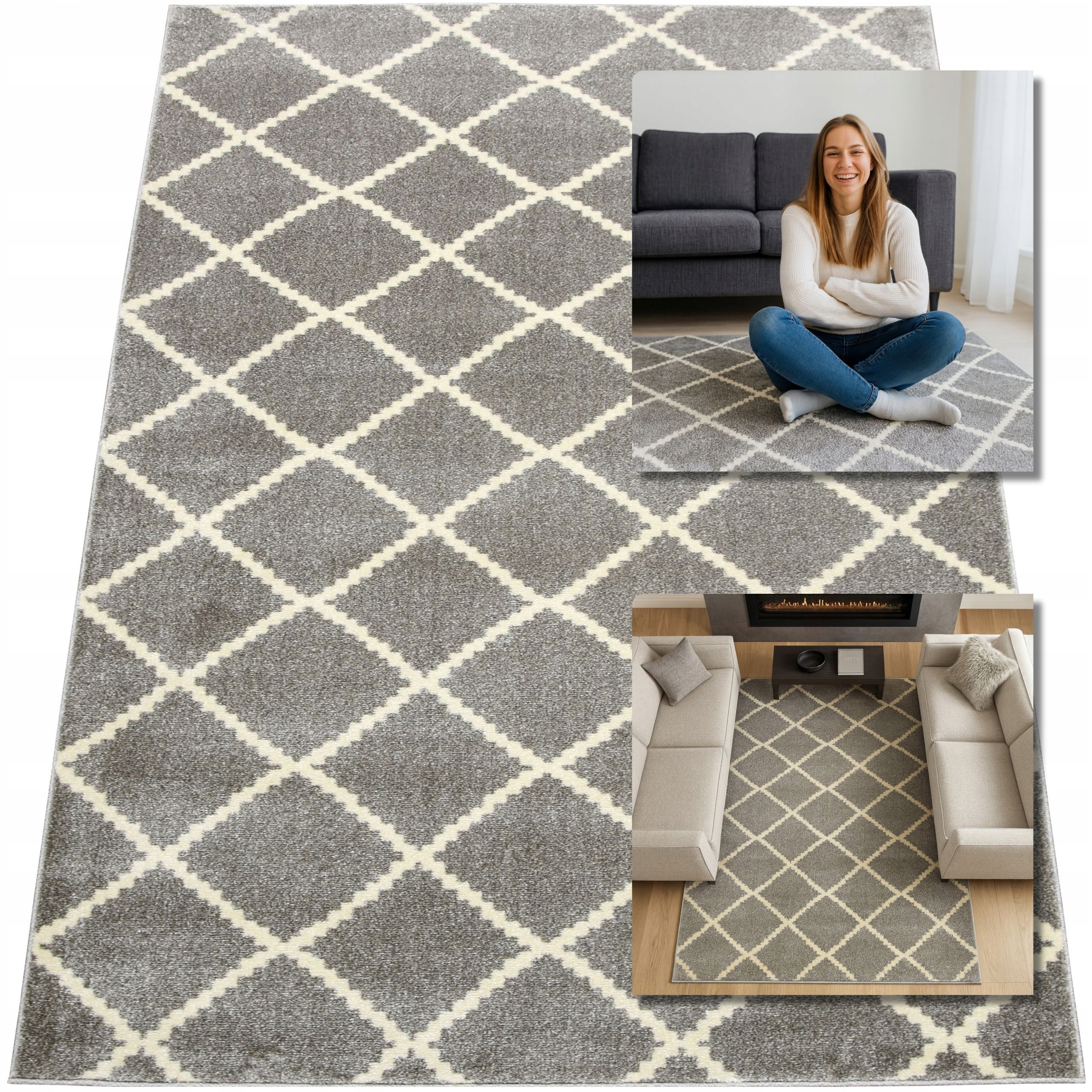 Moderní Koberec Módní Šedý Koberec Do Obývacího Pokoje Adventure Loft 13 mm 140x200