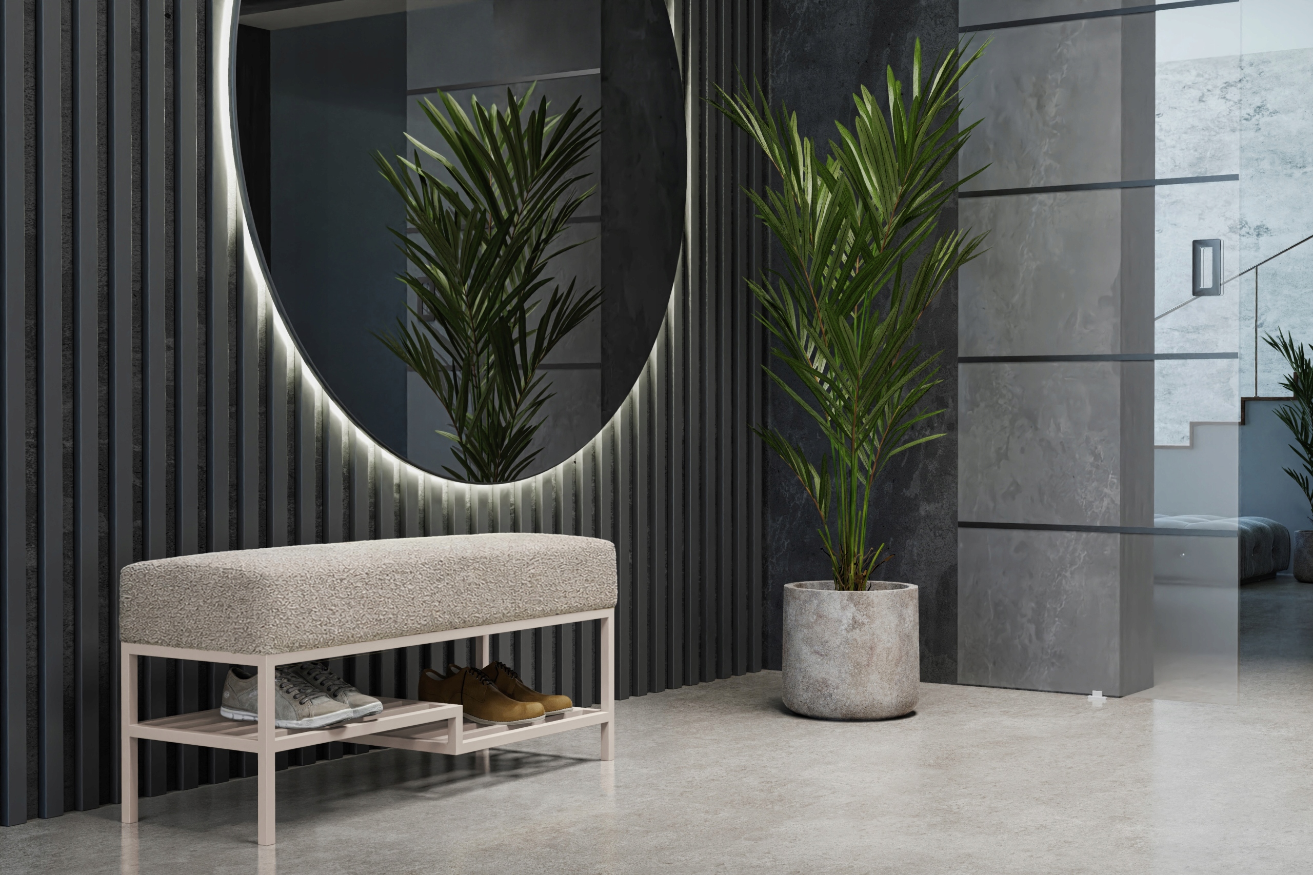 Lavička Kašmír 80 cm, police na boty s sedákem, lavice do předsíně Loft