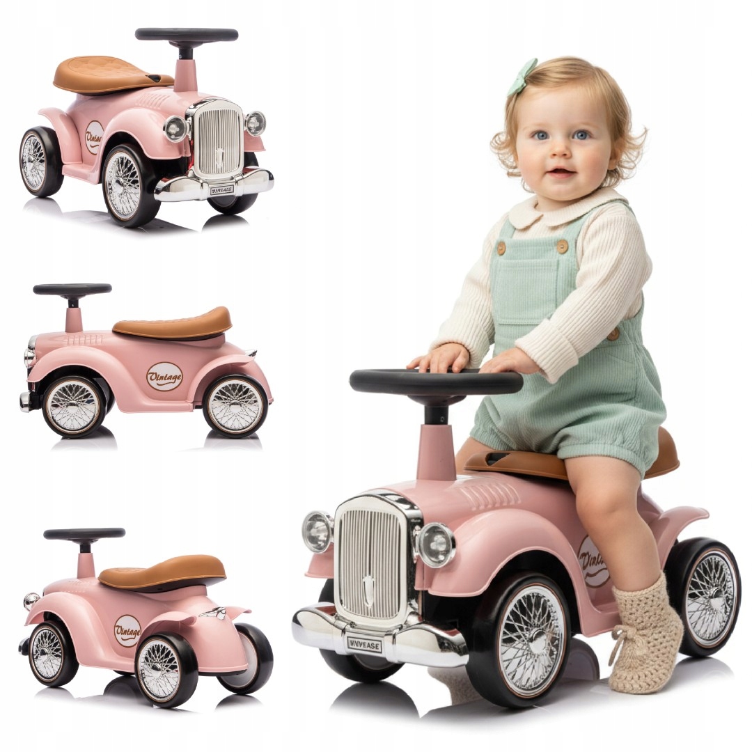 Jeździk dla dziewczynki chodzik pchacz Schowek na roczek Retro