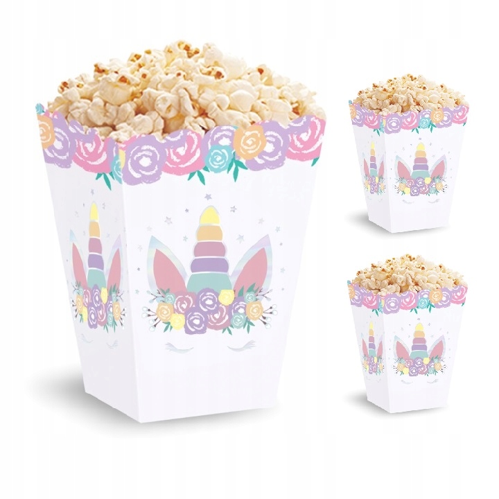 

Pudełka na Popcorn Urodziny Jednorożce 3 sztuki