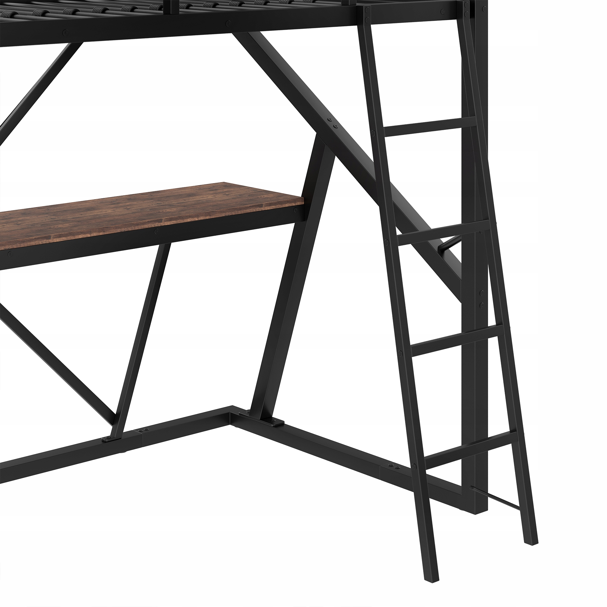 łóżko piętrowe 90x200cm LED Żelazo Łóżko dziecięce Szuflady, schody biurko Szerokość produktu 90 cm