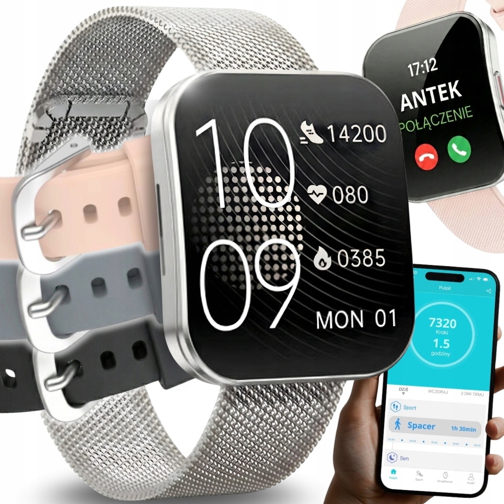 Chytré Hodinky Dámské Zaoblený 3D Displej Menu Pl Amoled 4 Řemínky