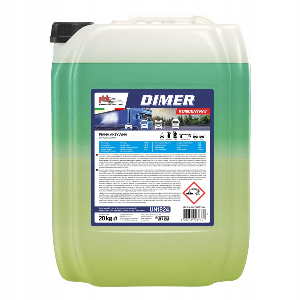 ATAS DIMER DWUSKŁADNIKOWA PIANA AKTYWNA DO MYJKI 20kg Producent Atas