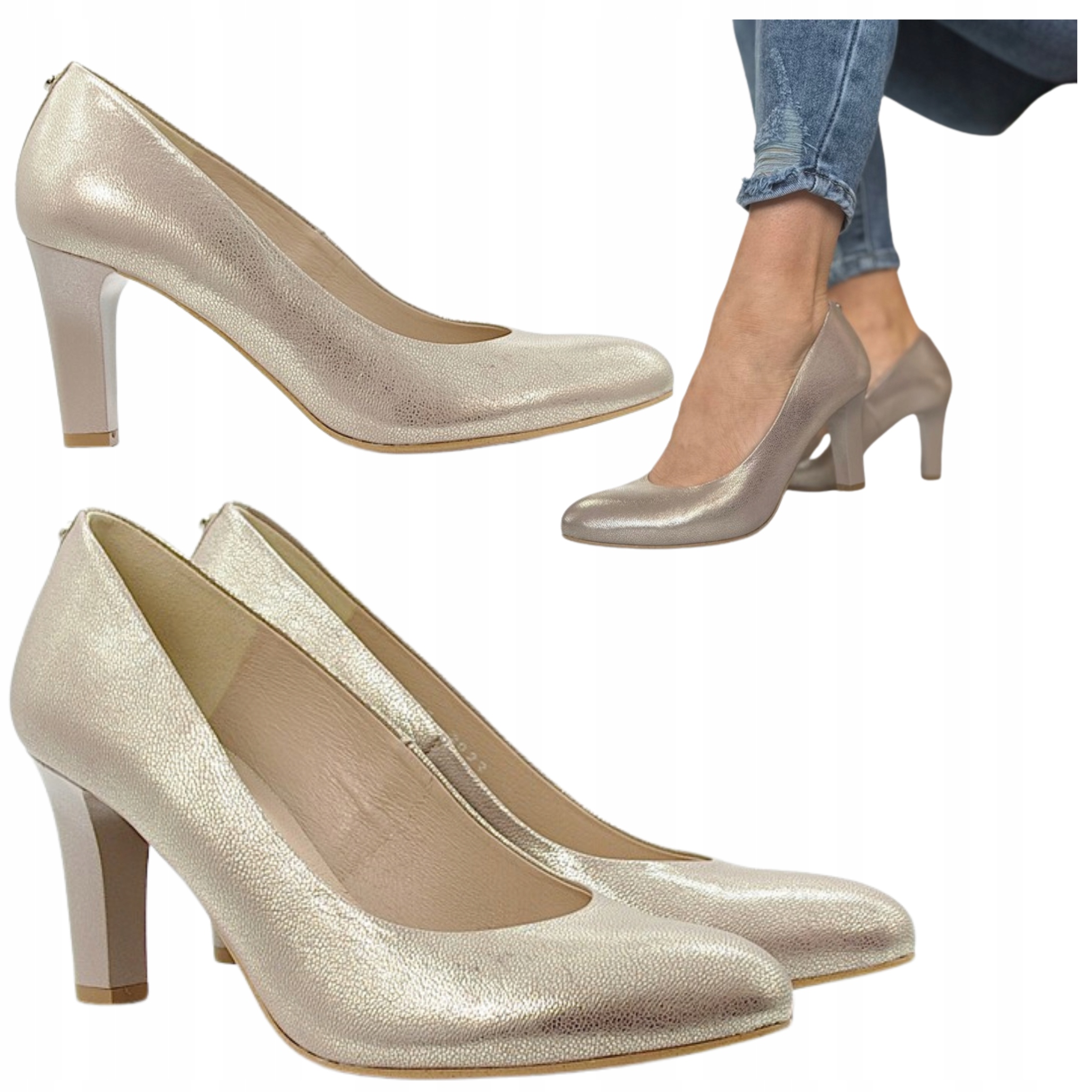 Kotyl Zlaté lodičky na sloupku Pohodlné dámské boty na podpatku 883