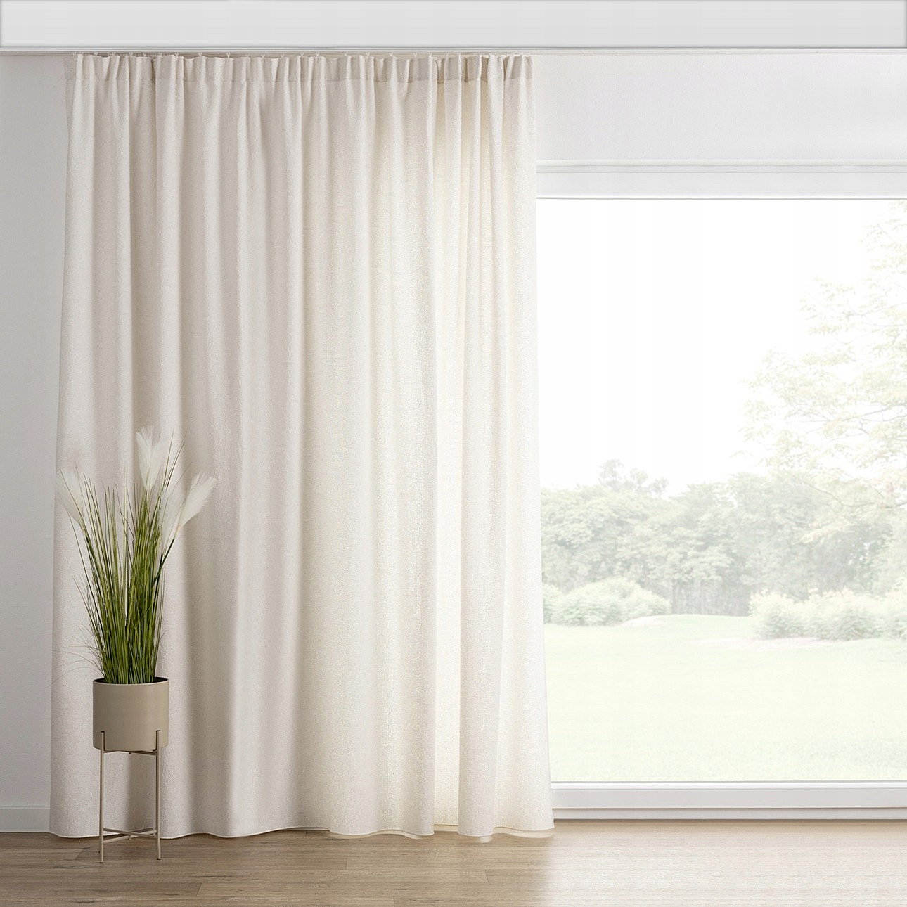 Záves na vlnitej páske 1 ks 130x245 cm biely