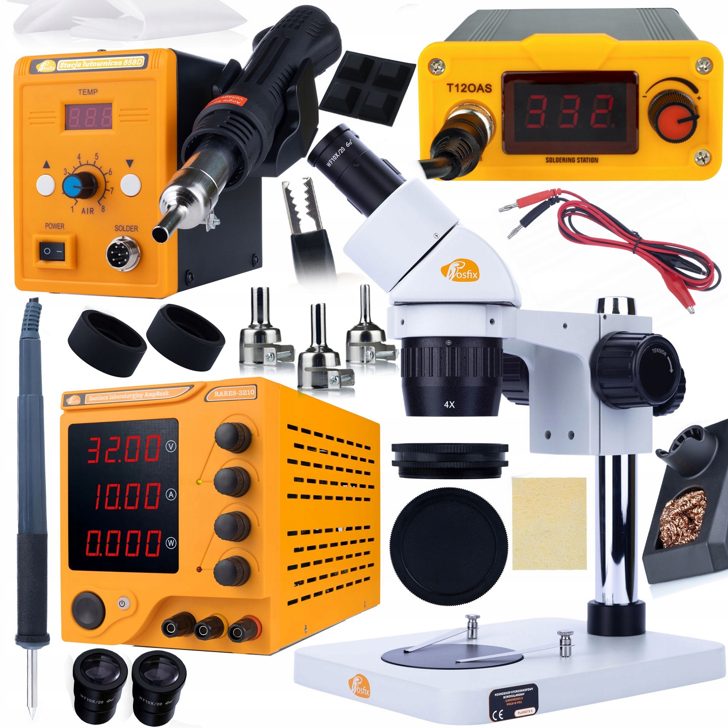 Sada Gsm Stereoskopický Mikroskop Laboratorní Napájecí Zdroj 30V Hotair Stanice