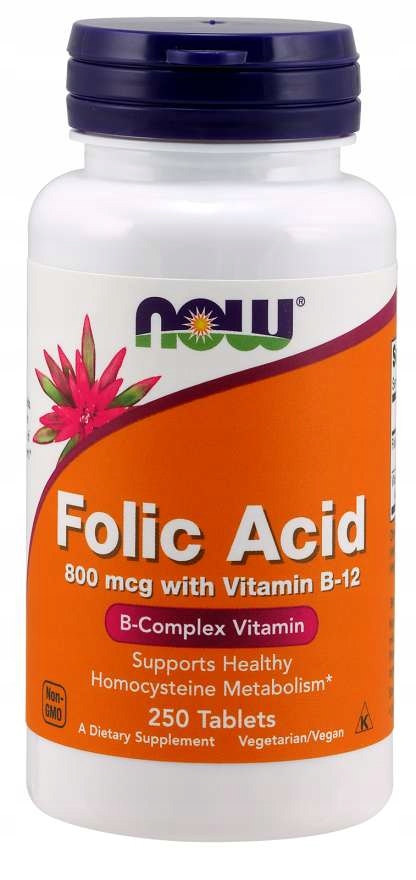 

Now Foods Kwas Foliowy 800MCG 250 B9 Folic Ciąża