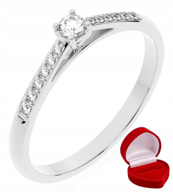 Zlatý Prstýnek 585 14k Brylant Lab 0,06 ct Bílé Zlato R8