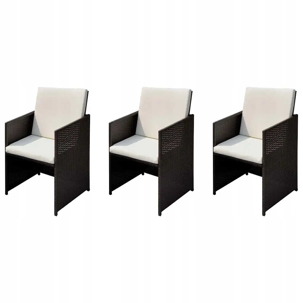 vidaXL Zahradní křesla 3 pcs Hnědá 56 x 52 x 87 cm Poly ratan
