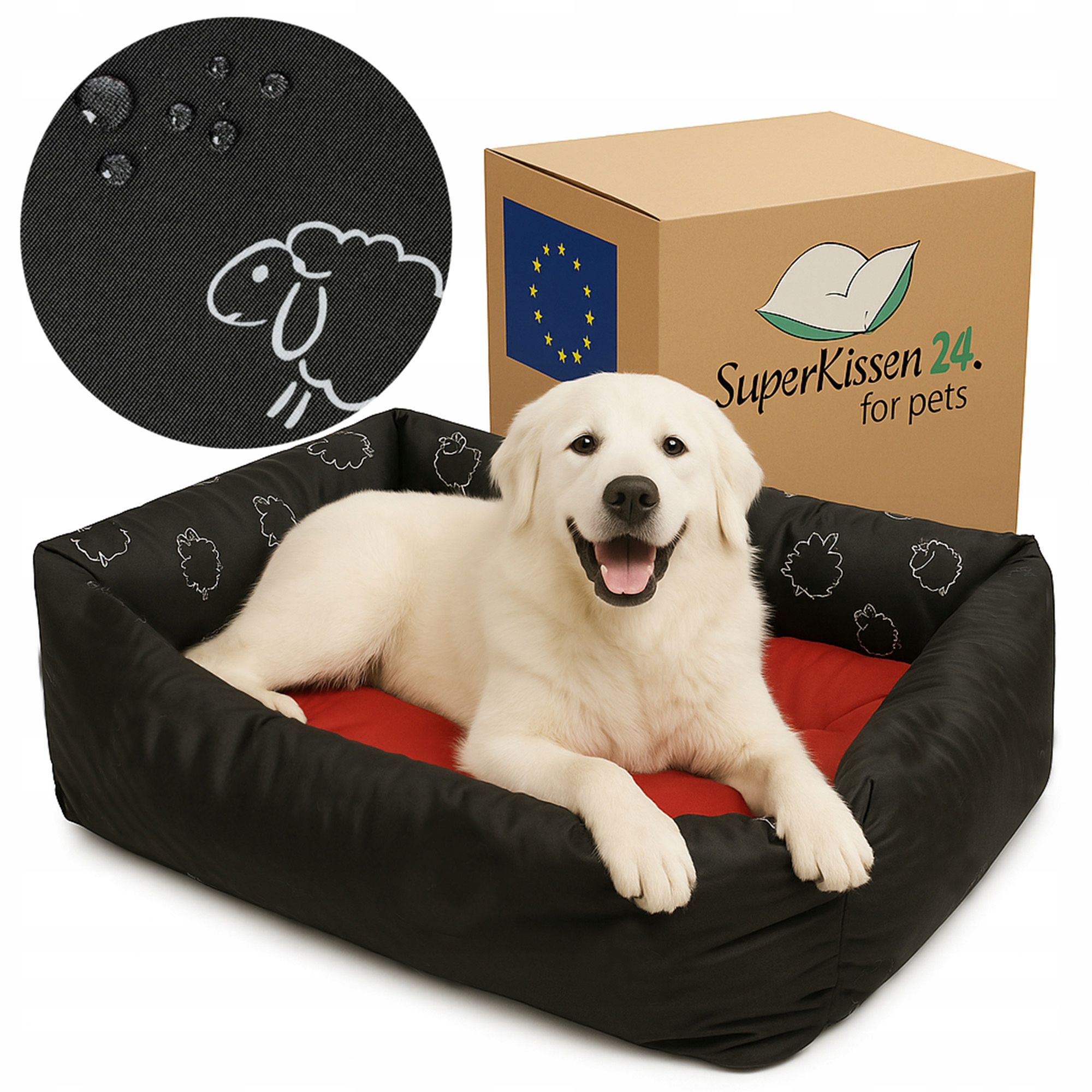 Levně Psí Pelíšek 120x90 Voděodolná potah Ovčice Bordová Novinka!